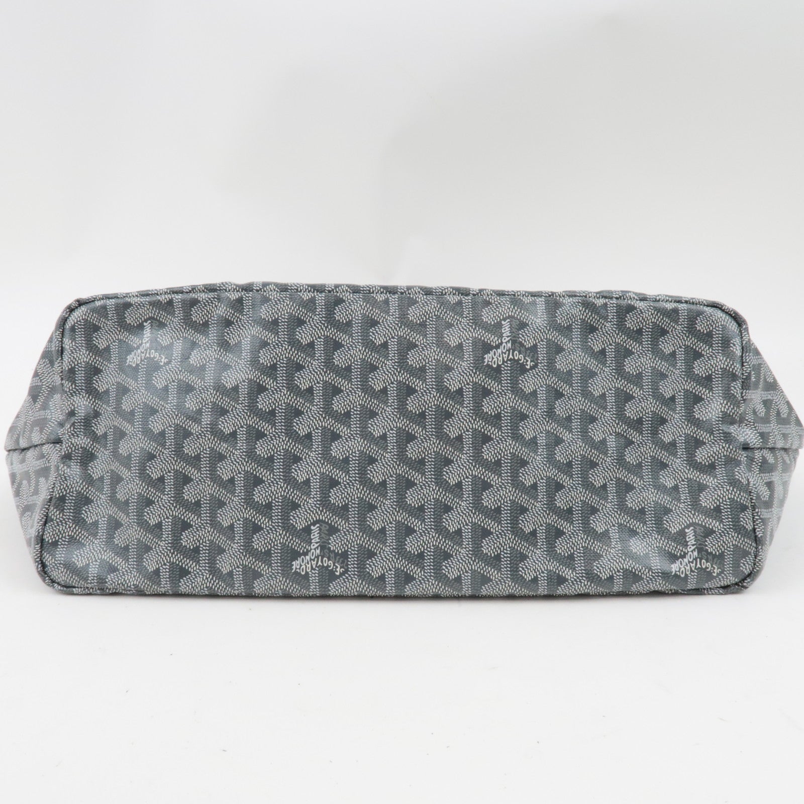 Goyard Herringbone Saint Louis PM Tote Bag PVC Leather Light Gray *Pouch