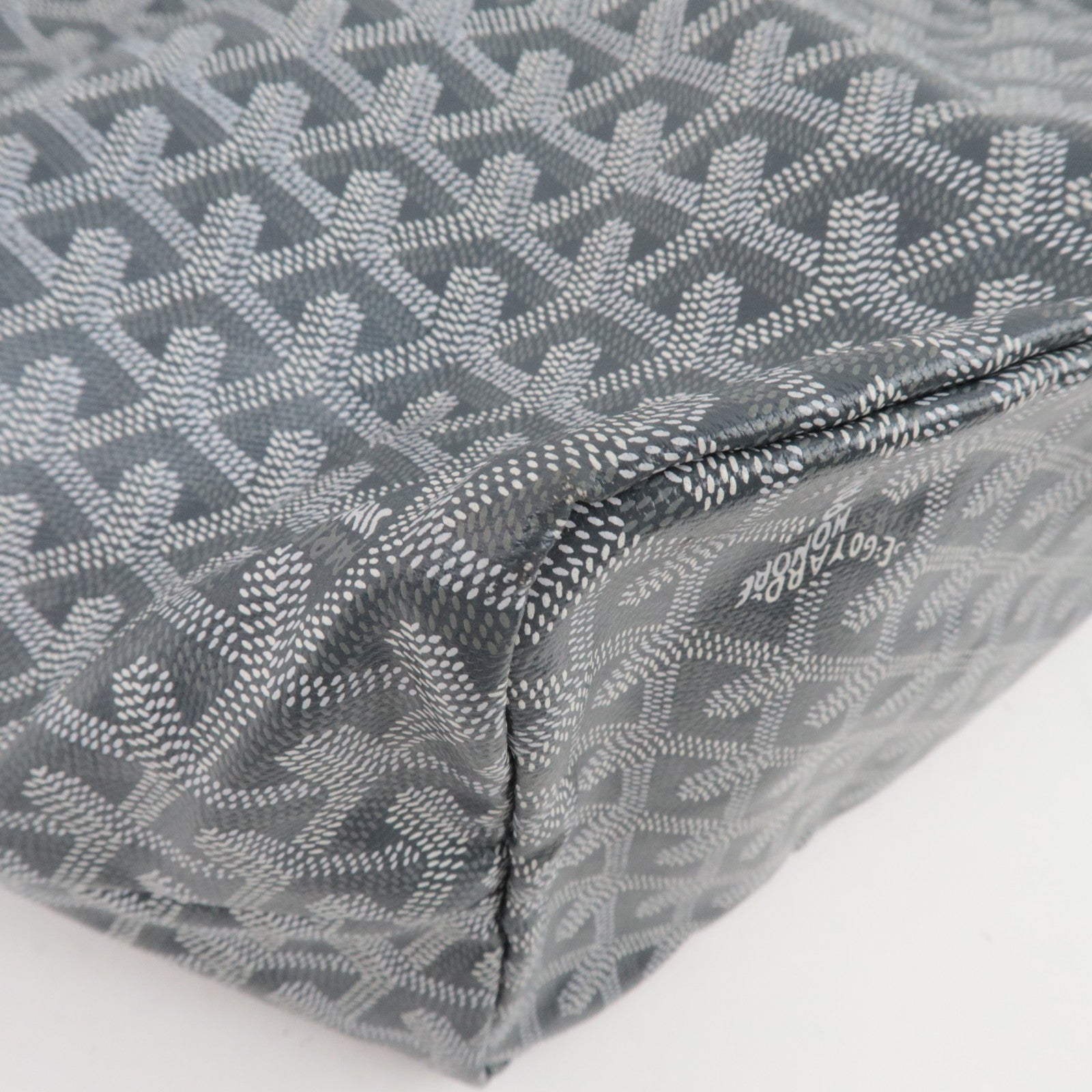 Goyard Herringbone Saint Louis PM Tote Bag PVC Leather Light Gray *Pouch