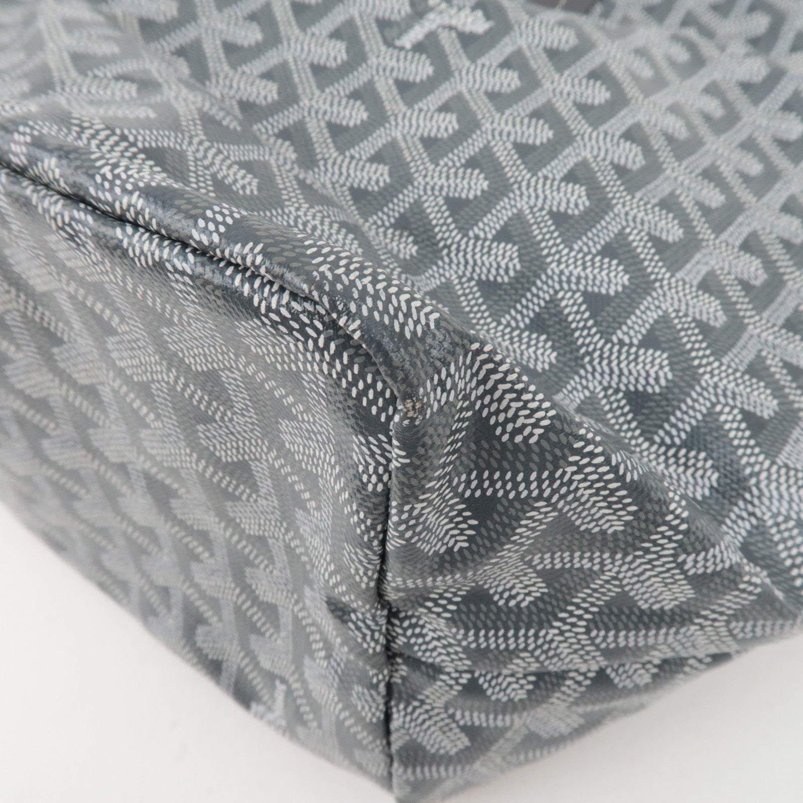 Goyard Herringbone Saint Louis PM Tote Bag PVC Leather Light Gray *Pouch