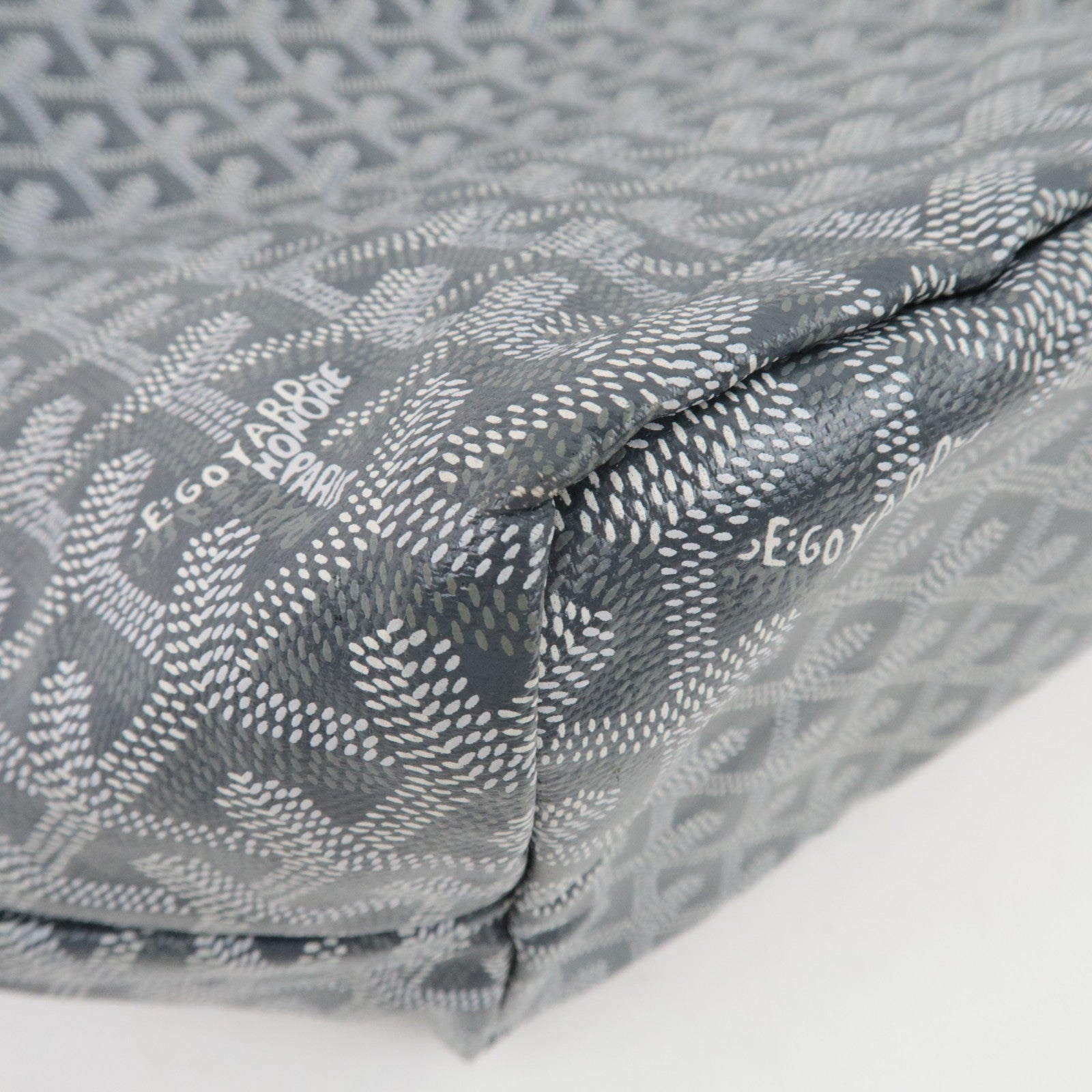 Goyard Herringbone Saint Louis PM Tote Bag PVC Leather Light Gray *Pouch