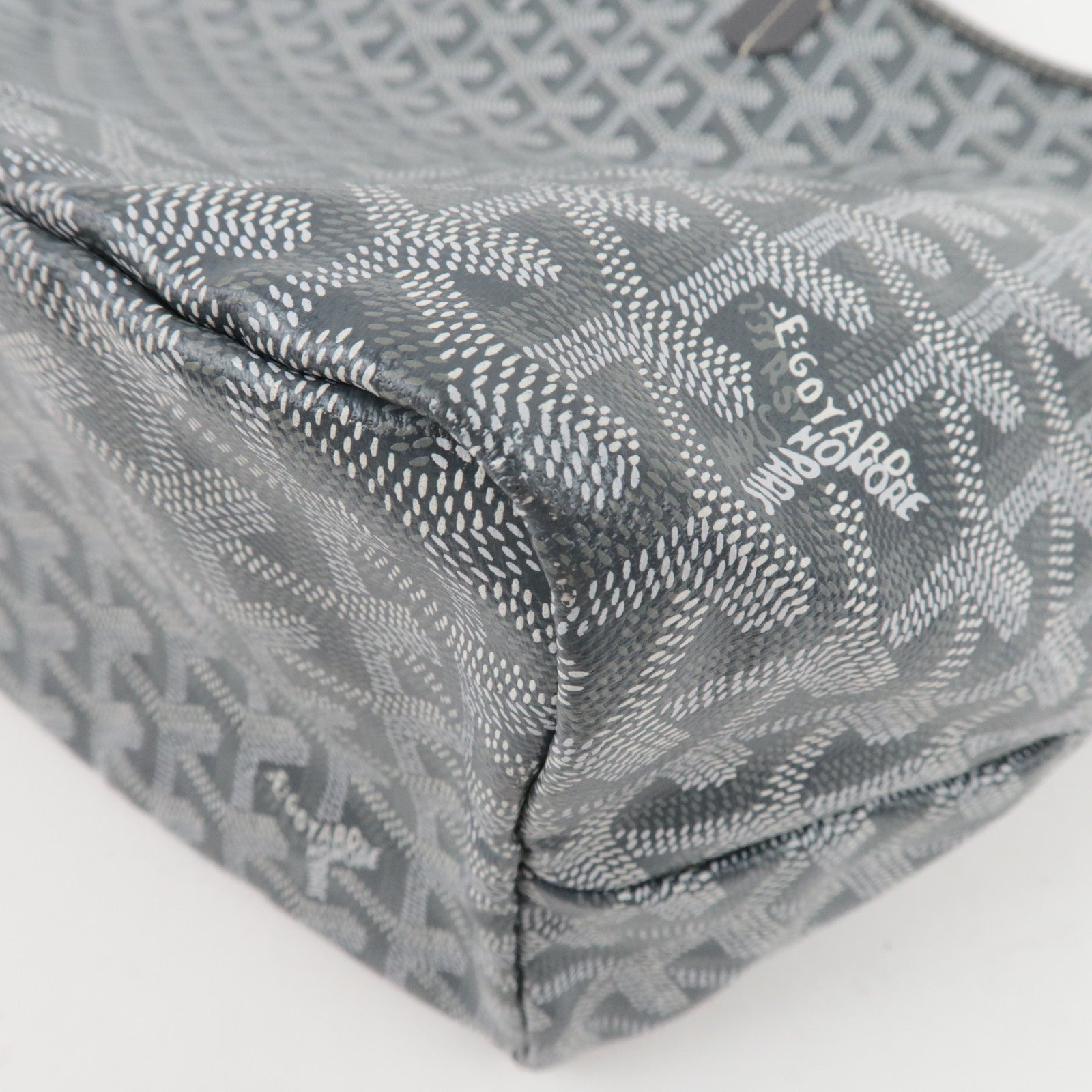 Goyard Herringbone Saint Louis PM Tote Bag PVC Leather Light Gray *Pouch