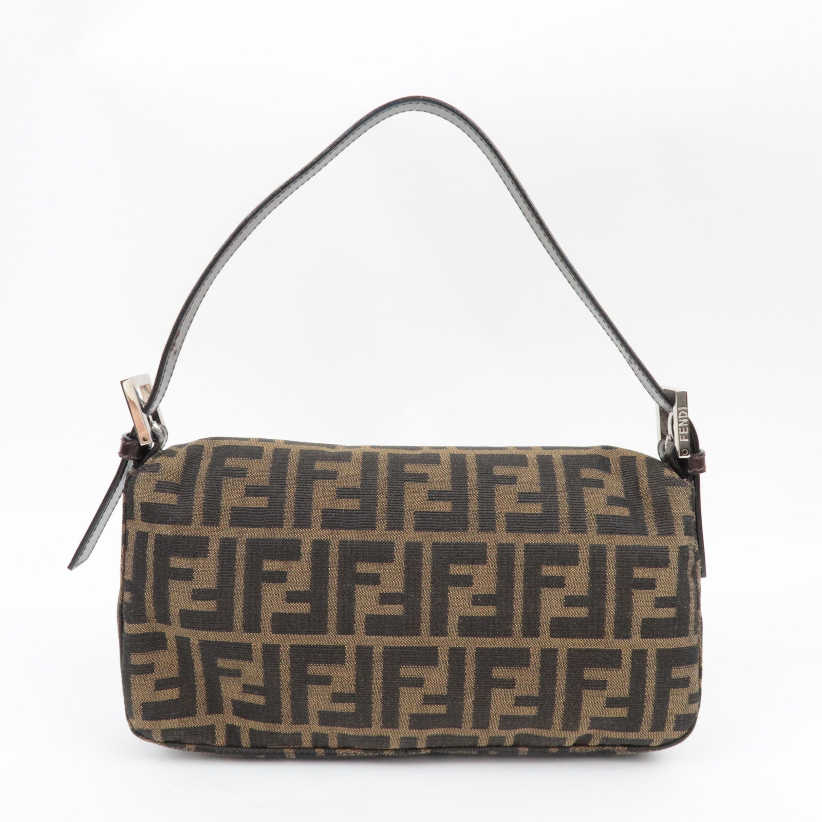 FENDI Zucca Mamma Baguette Shoulder Bag Canvas Leather Brown Black 26424 *Dust bag