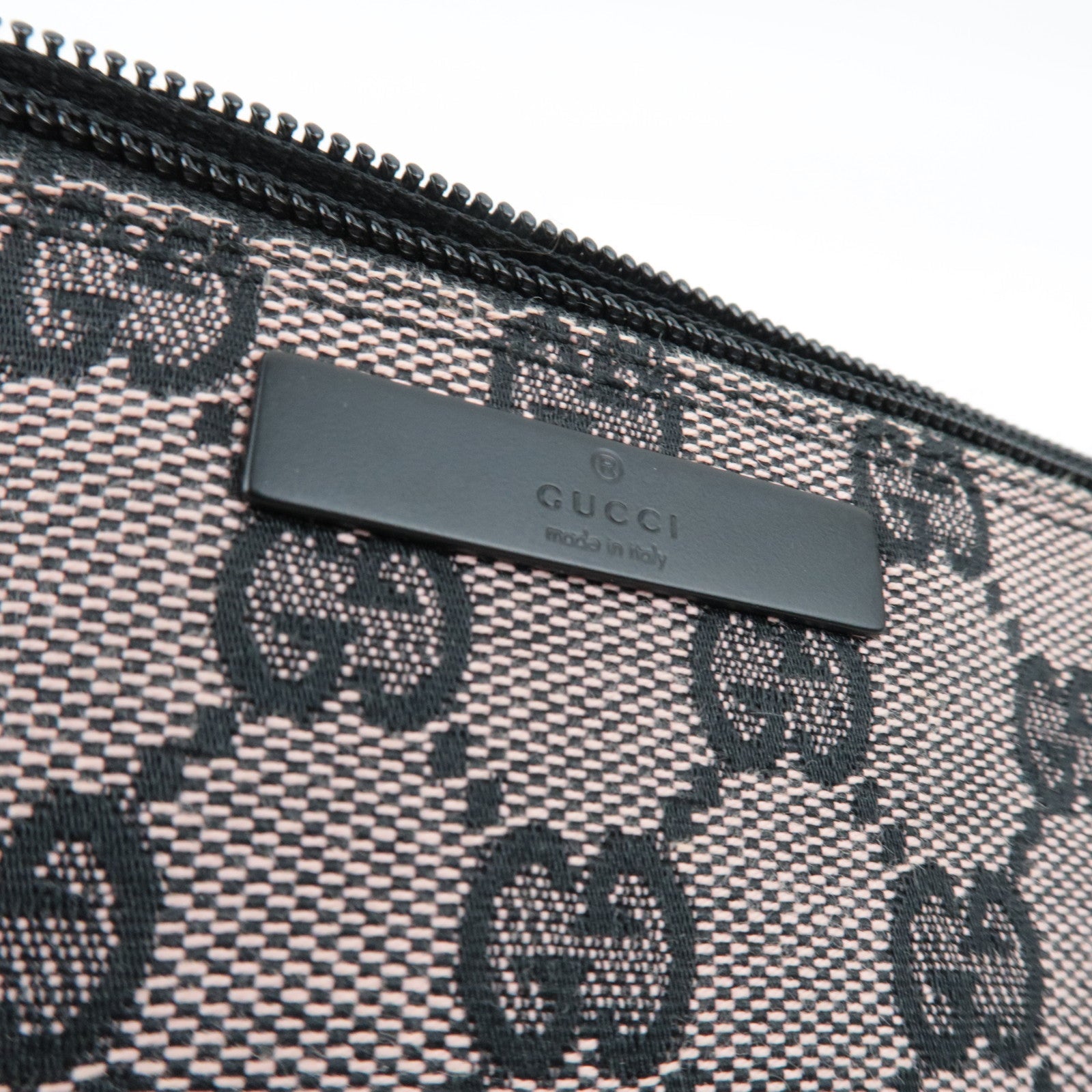 GUCCI Boat Bag Handbag Pouch GG Canvas Leather Pink Beige Black 07198