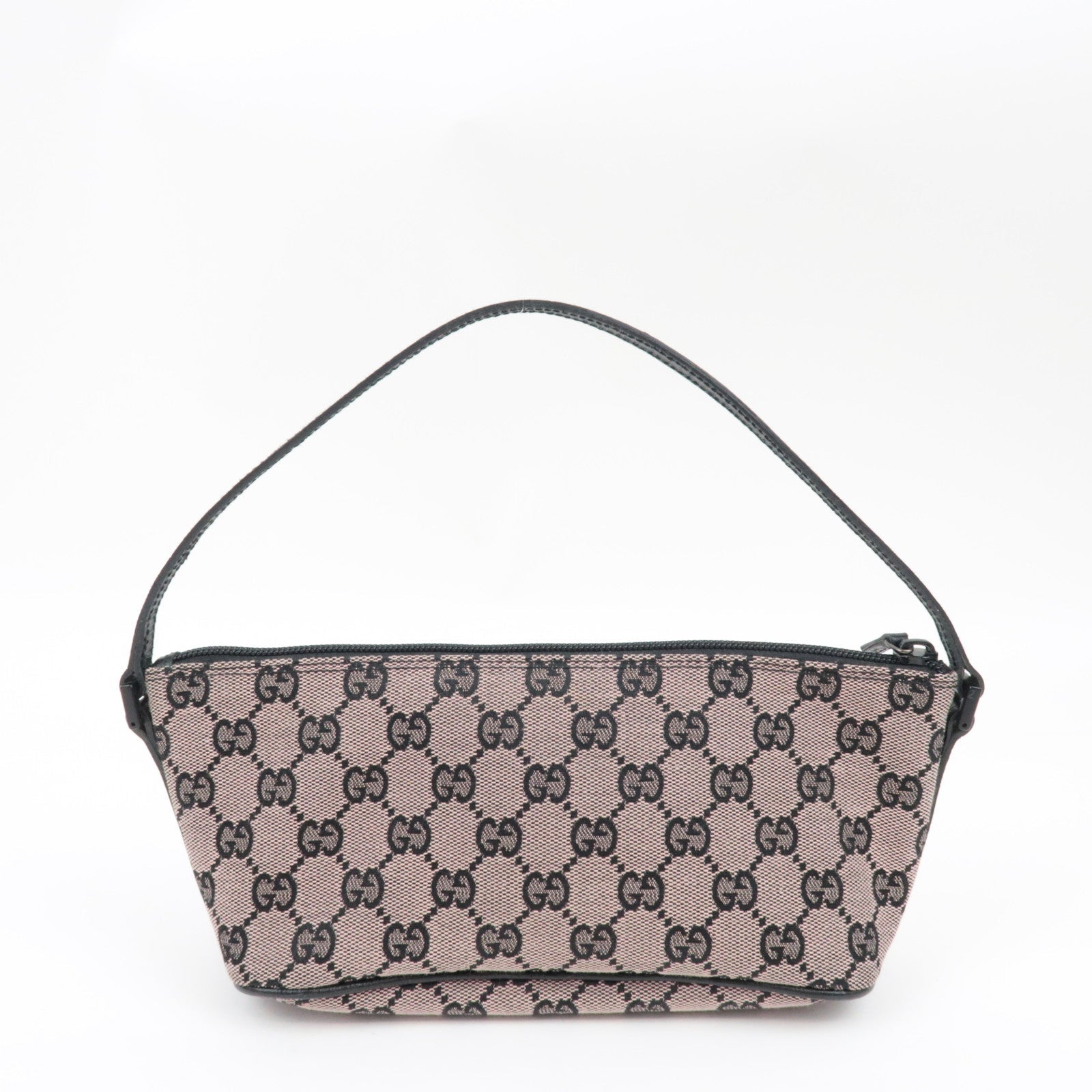 GUCCI Boat Bag Handbag Pouch GG Canvas Leather Pink Beige Black 07198