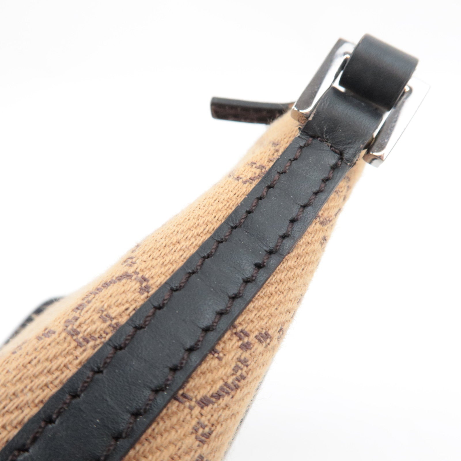 GUCCI Boat Bag Handtas Pouch GG Canvas Leer Beige Zwart 07198