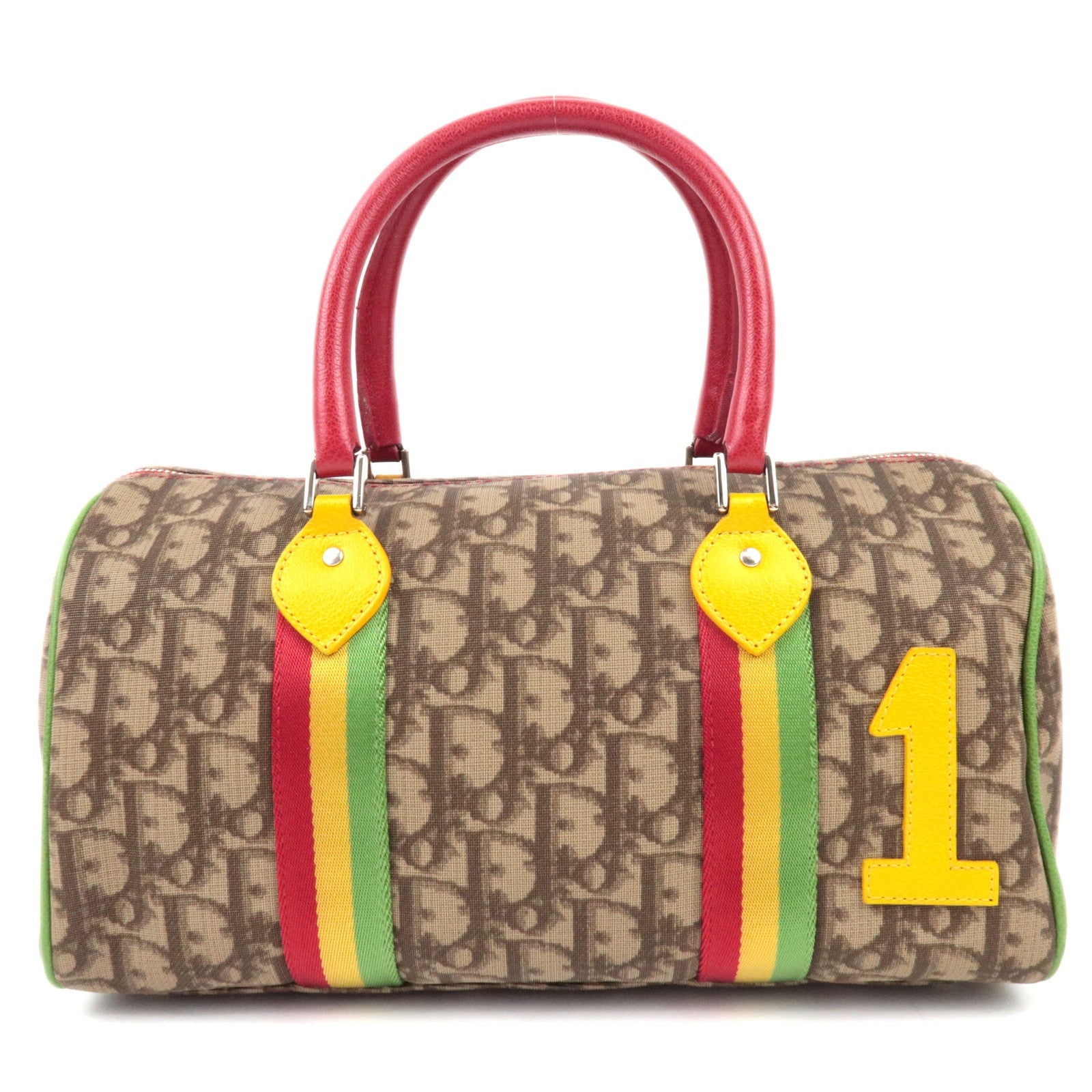 Christian Dior Trotter Rasta Handbag PVC Leather Beige Rasta Color73407