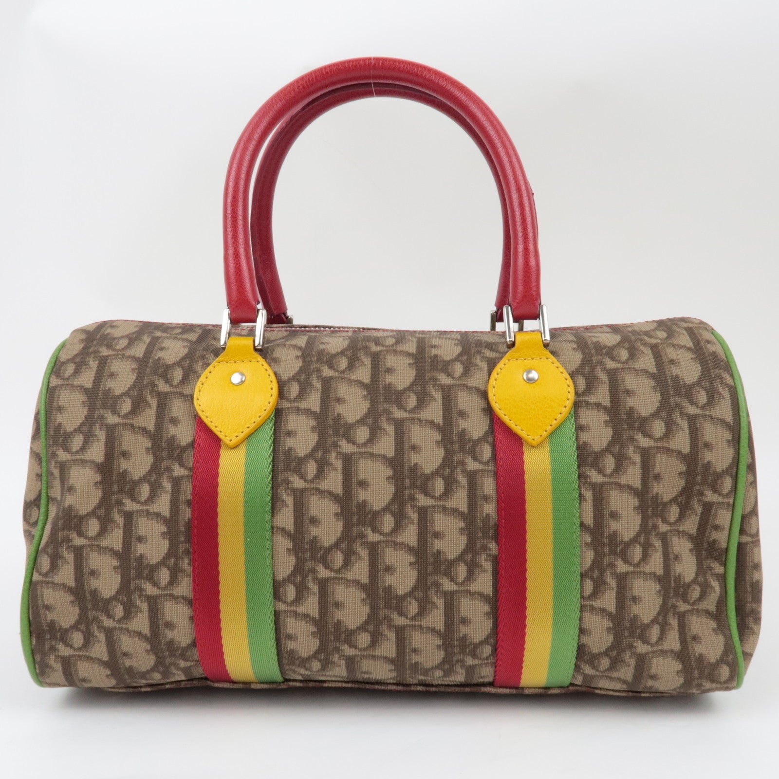 Christian Dior Trotter Rasta Handbag PVC Leather Beige Rasta Color