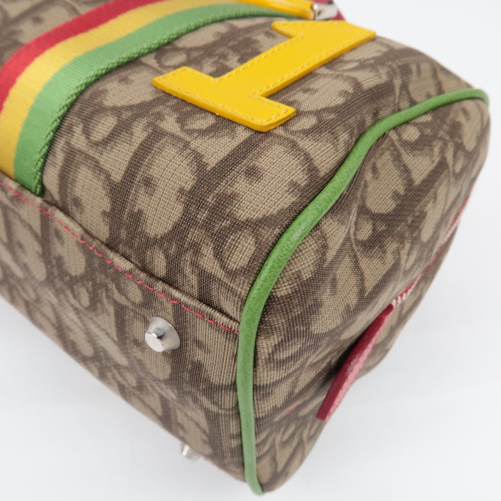 Christian Dior Trotter Rasta Handbag PVC Leather Beige Rasta Color