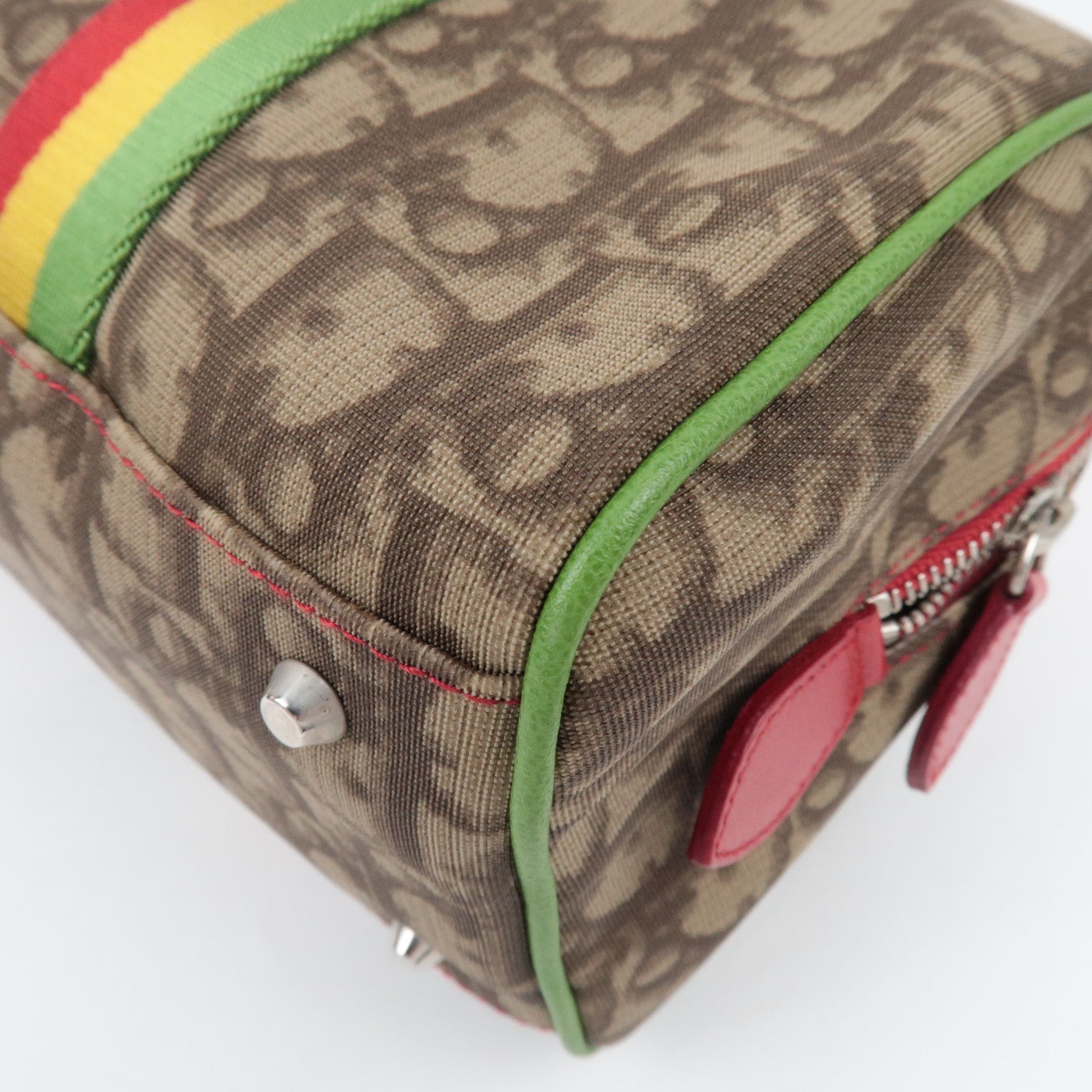 Christian Dior Trotter Rasta Handbag PVC Leather Beige Rasta Color
