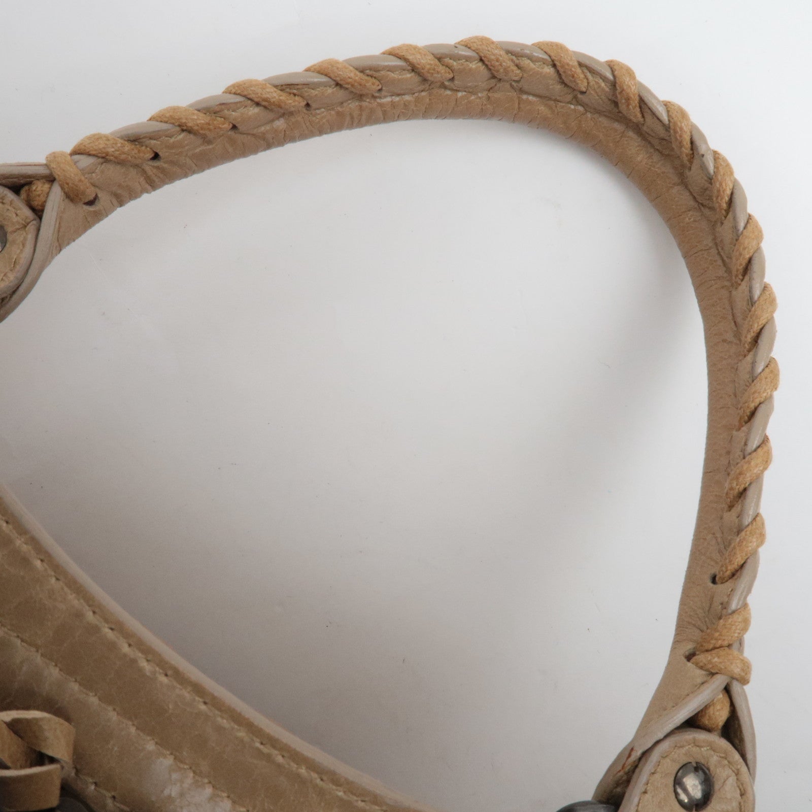 BALENCIAGA The City 2Way Handbag Leather Beige 115748 *Strap, Mirror