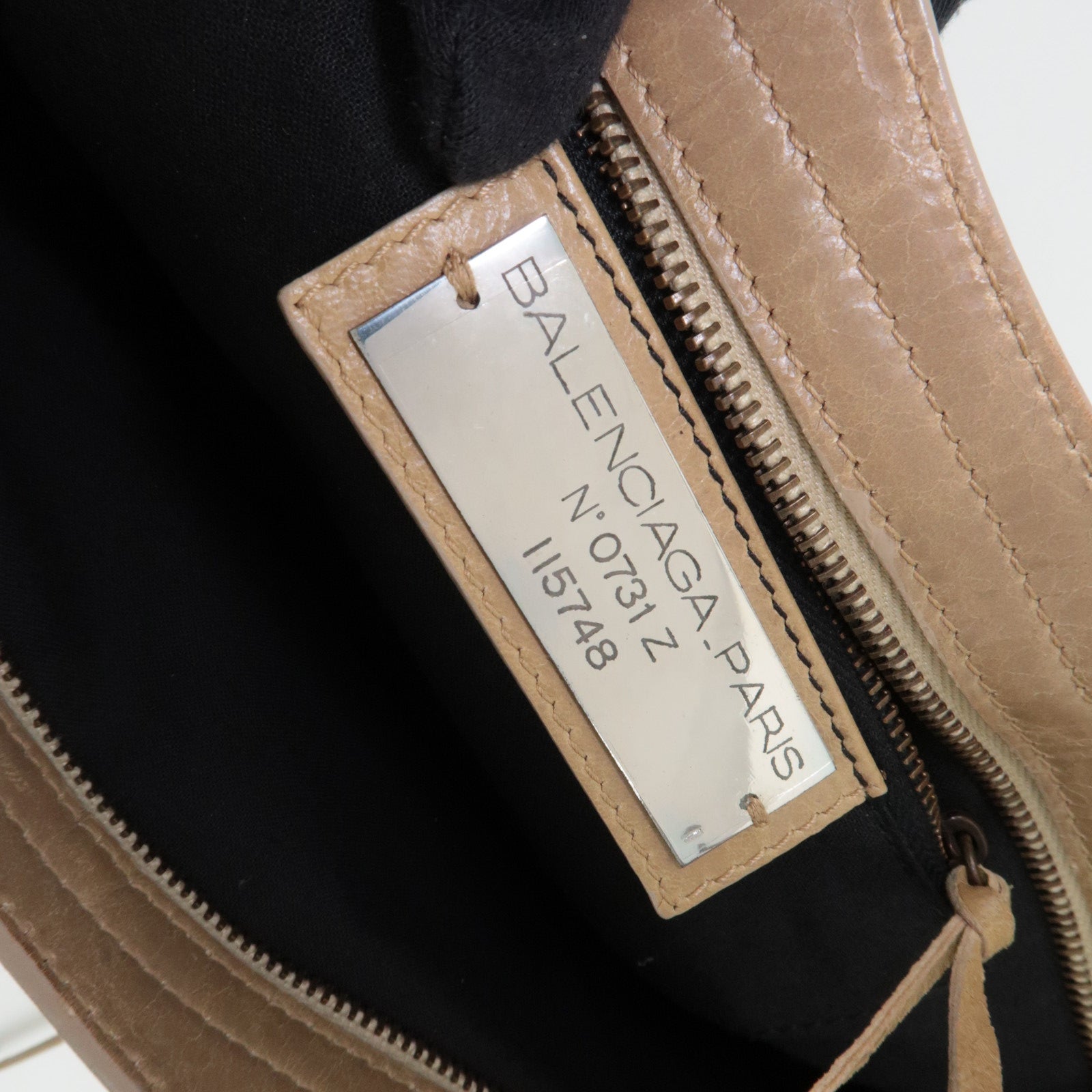 BALENCIAGA The City 2Way Handbag Leather Beige 115748 *Strap, Mirror