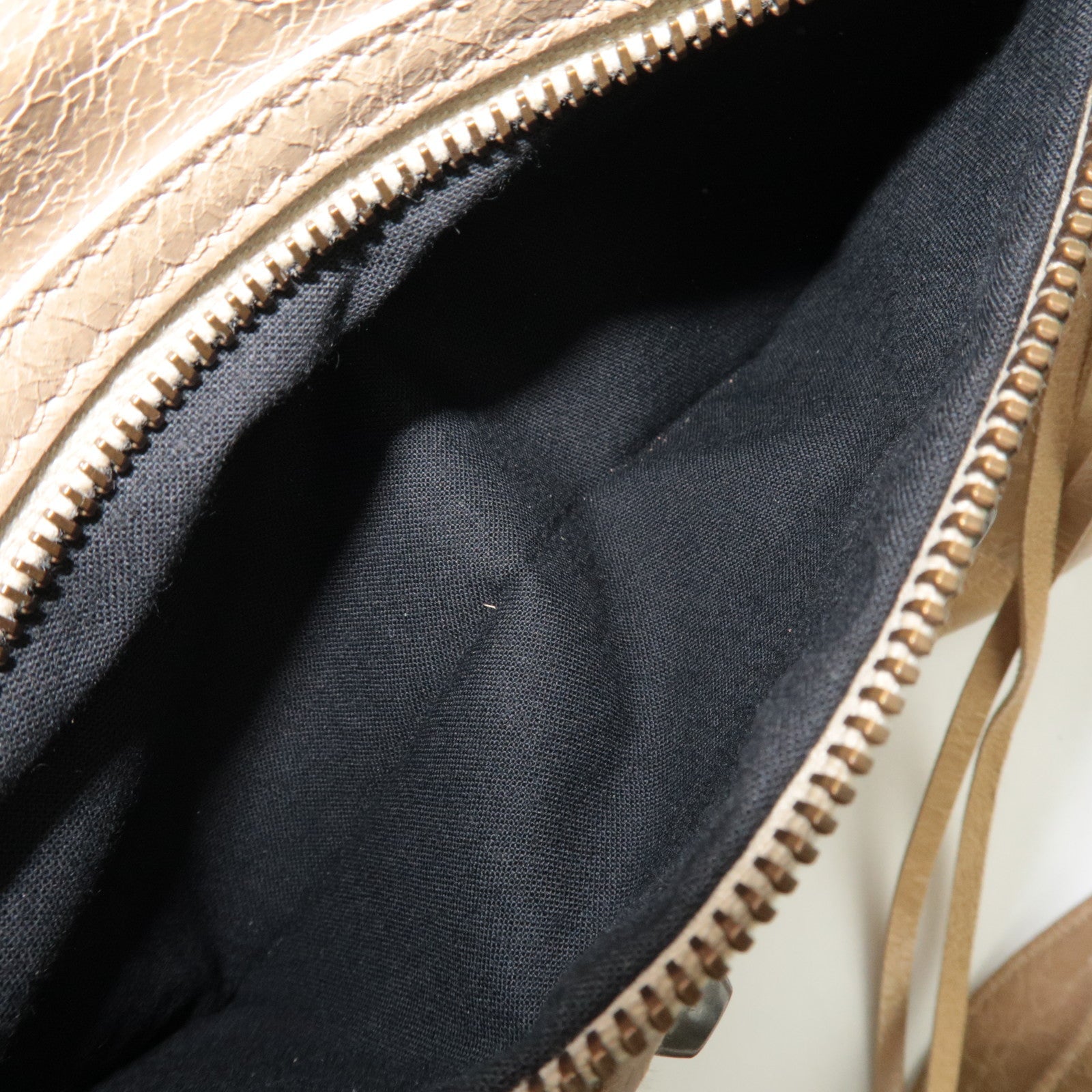 BALENCIAGA The City 2Way Handbag Leather Beige 115748 *Strap, Mirror