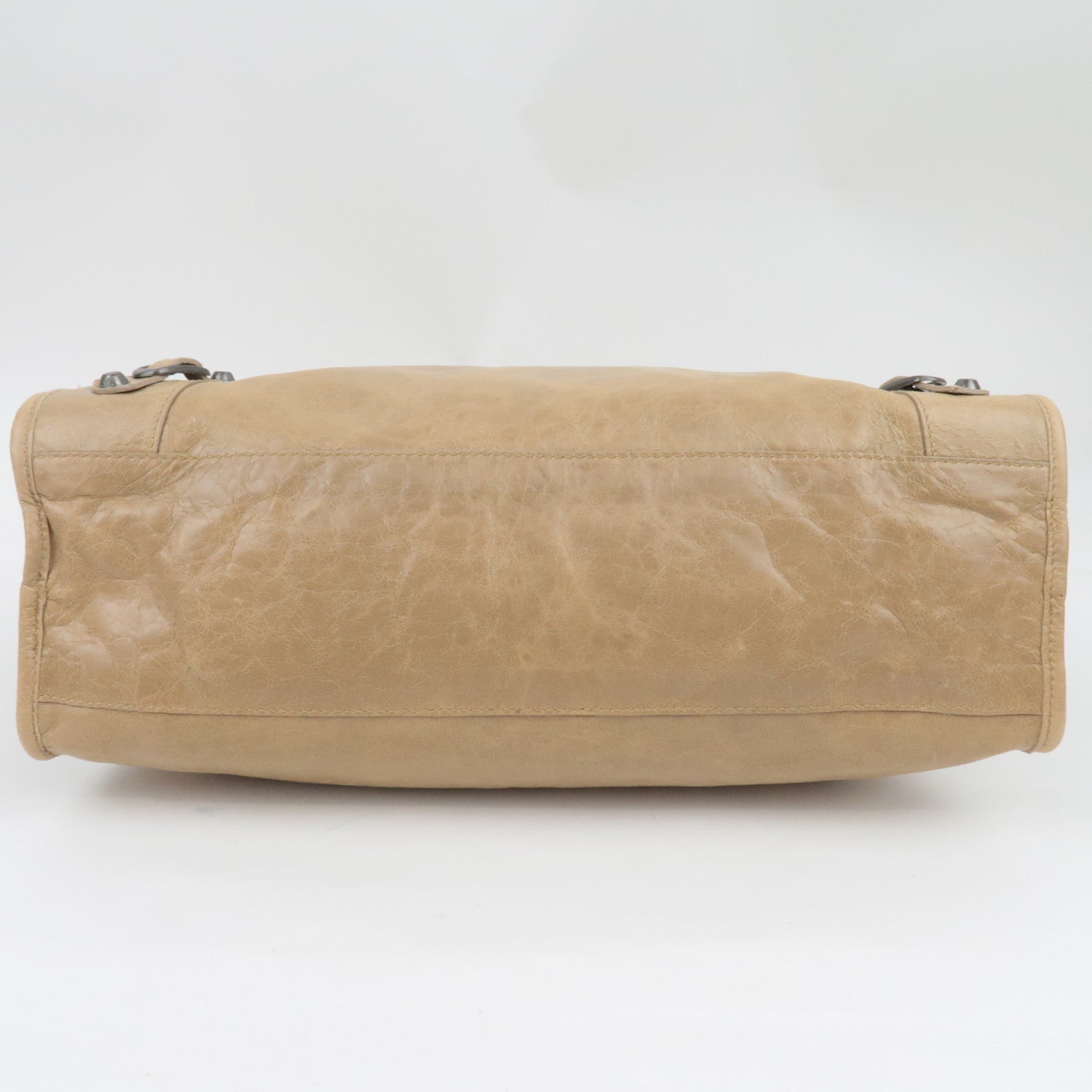 BALENCIAGA The City 2Way Handbag Leather Beige 115748 *Strap, Mirror