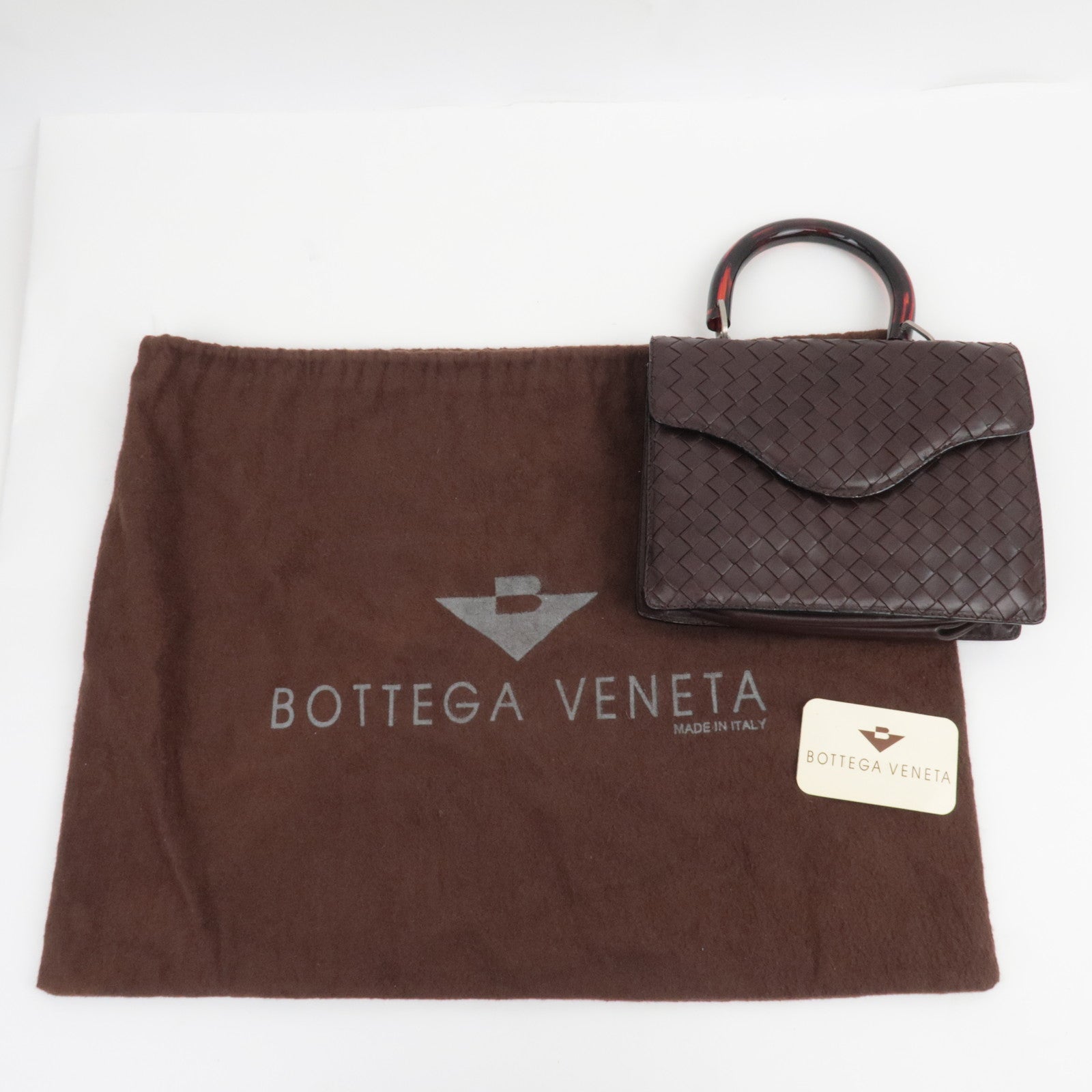 BOTTEGA VENETA Intrecciato Vintage Mini Handbag Leather Brown 971244 *Dust bag