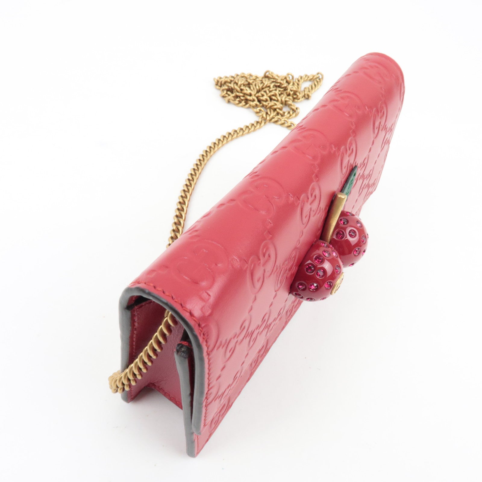 GUCCI Guccissima Cherry Chain Schoudertas Leer Rood 481291 *Stofzak