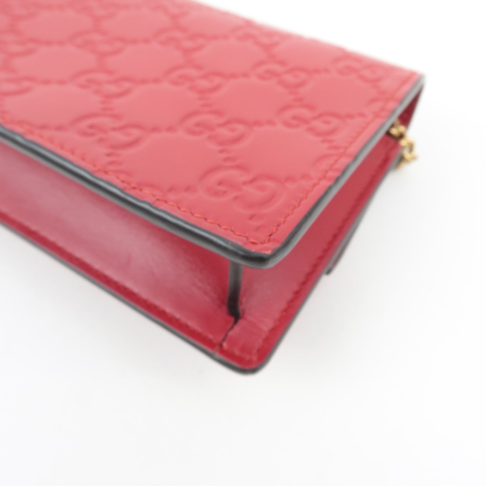 GUCCI Guccissima Cherry Chain Schoudertas Leer Rood 481291 *Stofzak