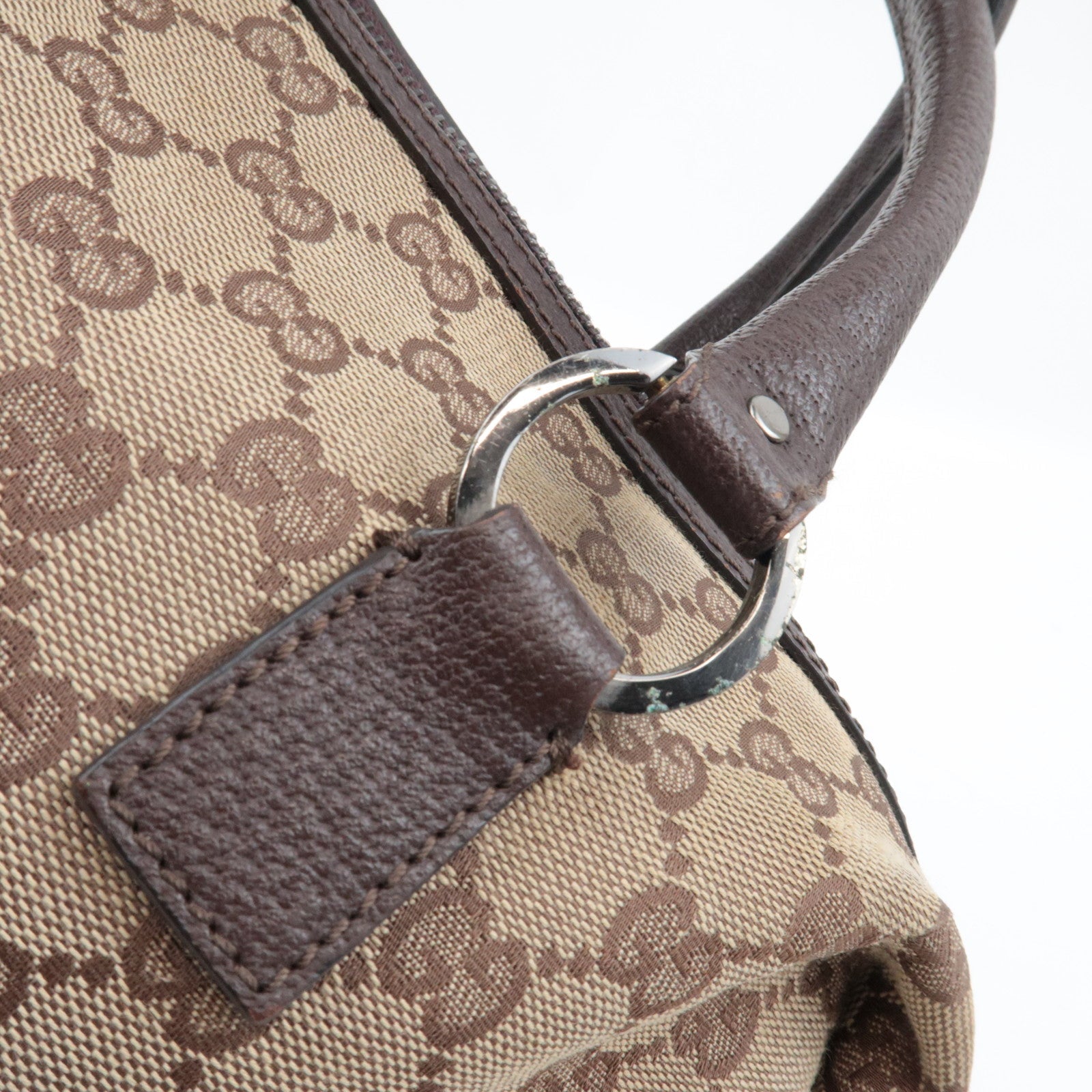 GUCCI Handtas GG Canvas Leer Beige Bruin 113009