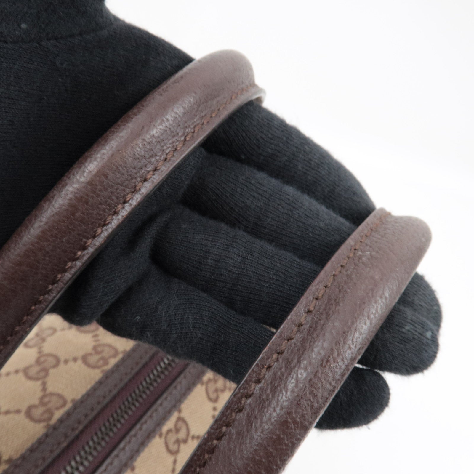 GUCCI Handtas GG Canvas Leer Beige Bruin 113009