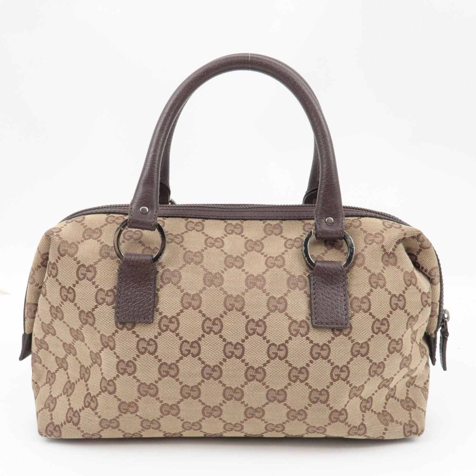 GUCCI Handbag GG Canvas Leather Beige Brown 113009