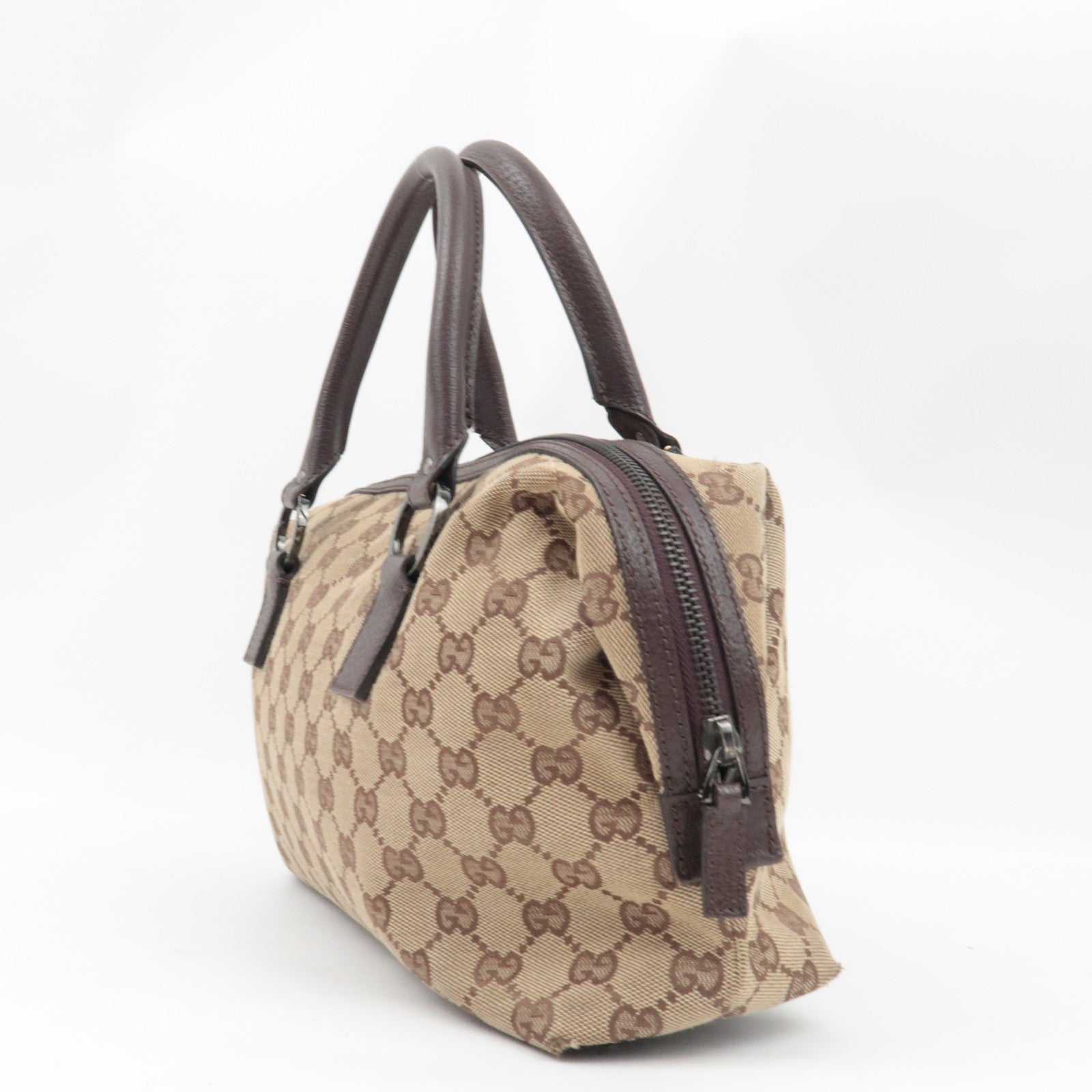 GUCCI Handtas GG Canvas Leer Beige Bruin 113009