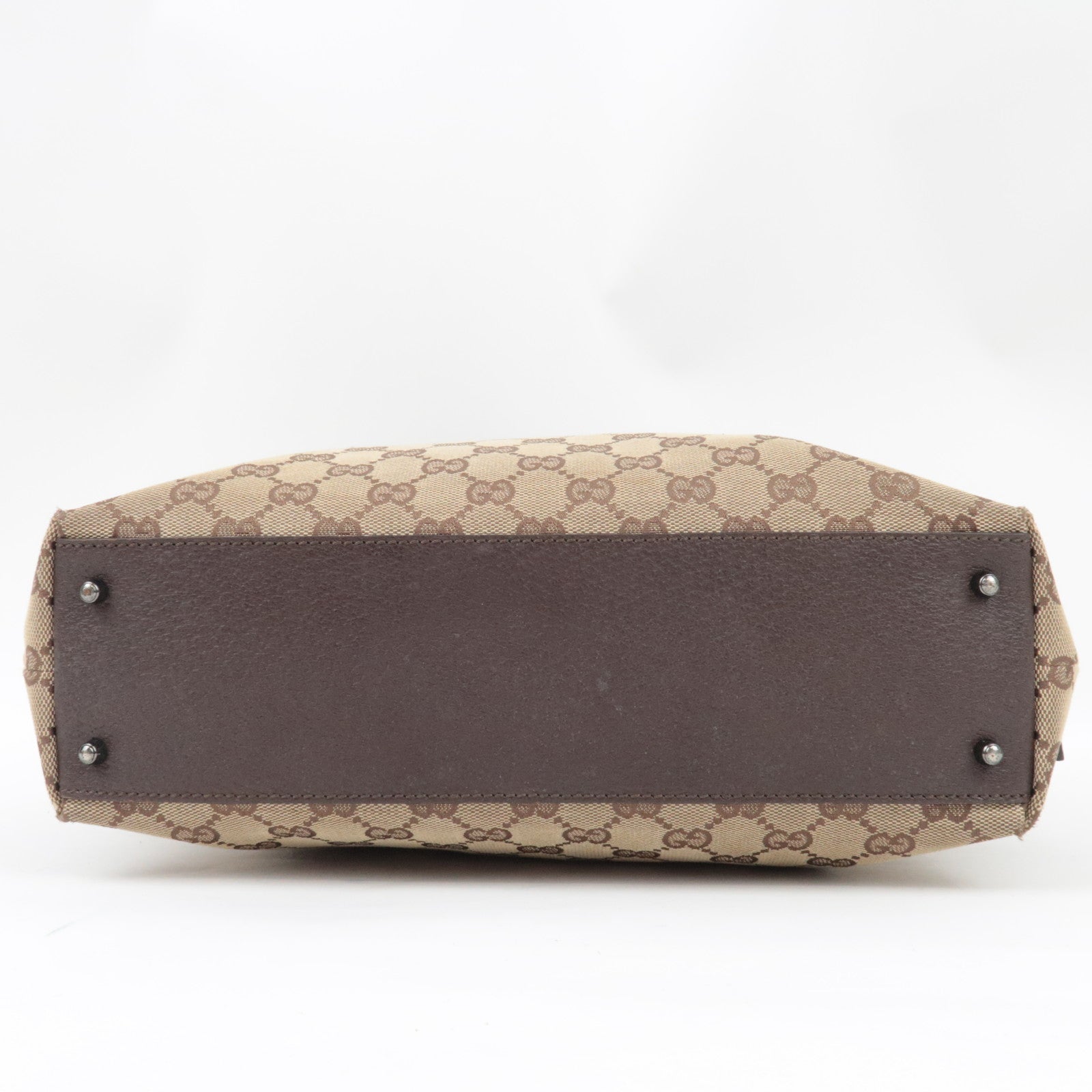 GUCCI Handtas GG Canvas Leer Beige Bruin 113009