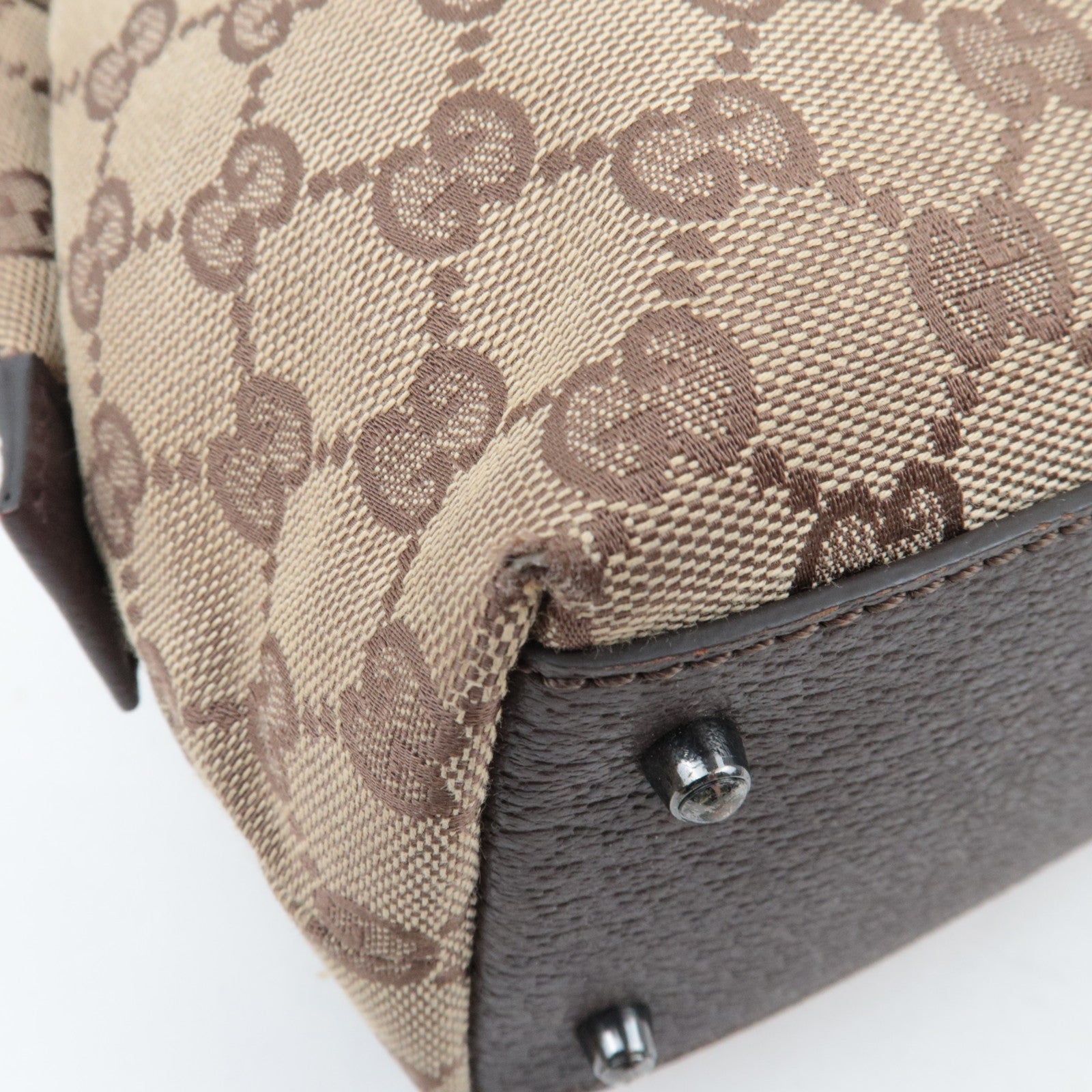 GUCCI Handtas GG Canvas Leer Beige Bruin 113009