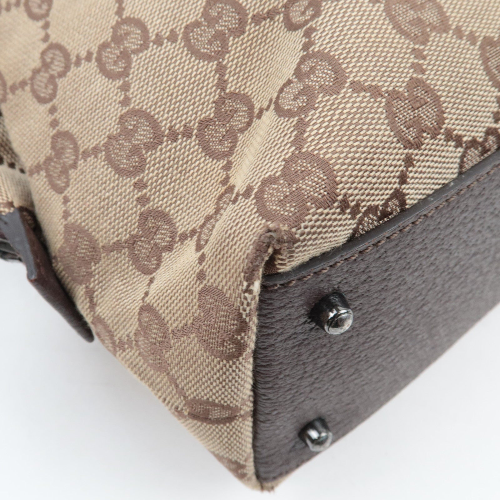 GUCCI Handtas GG Canvas Leer Beige Bruin 113009