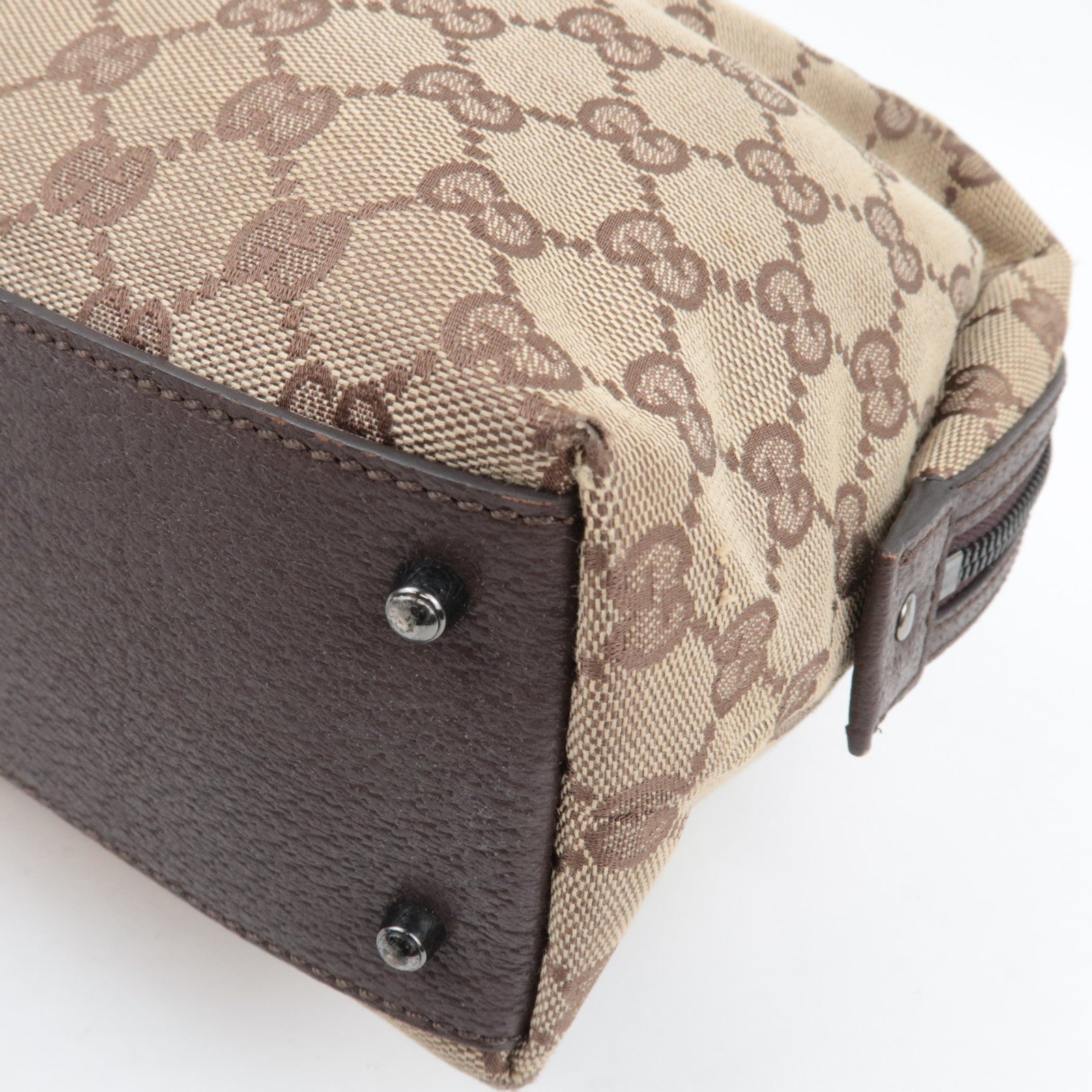 GUCCI Handtas GG Canvas Leer Beige Bruin 113009