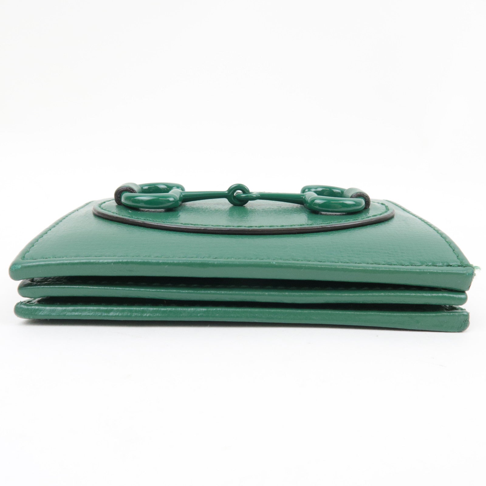 GUCCI Horsebit Bi-Fold Portemonnee Leer Groen 621887 *Doos, stofzak