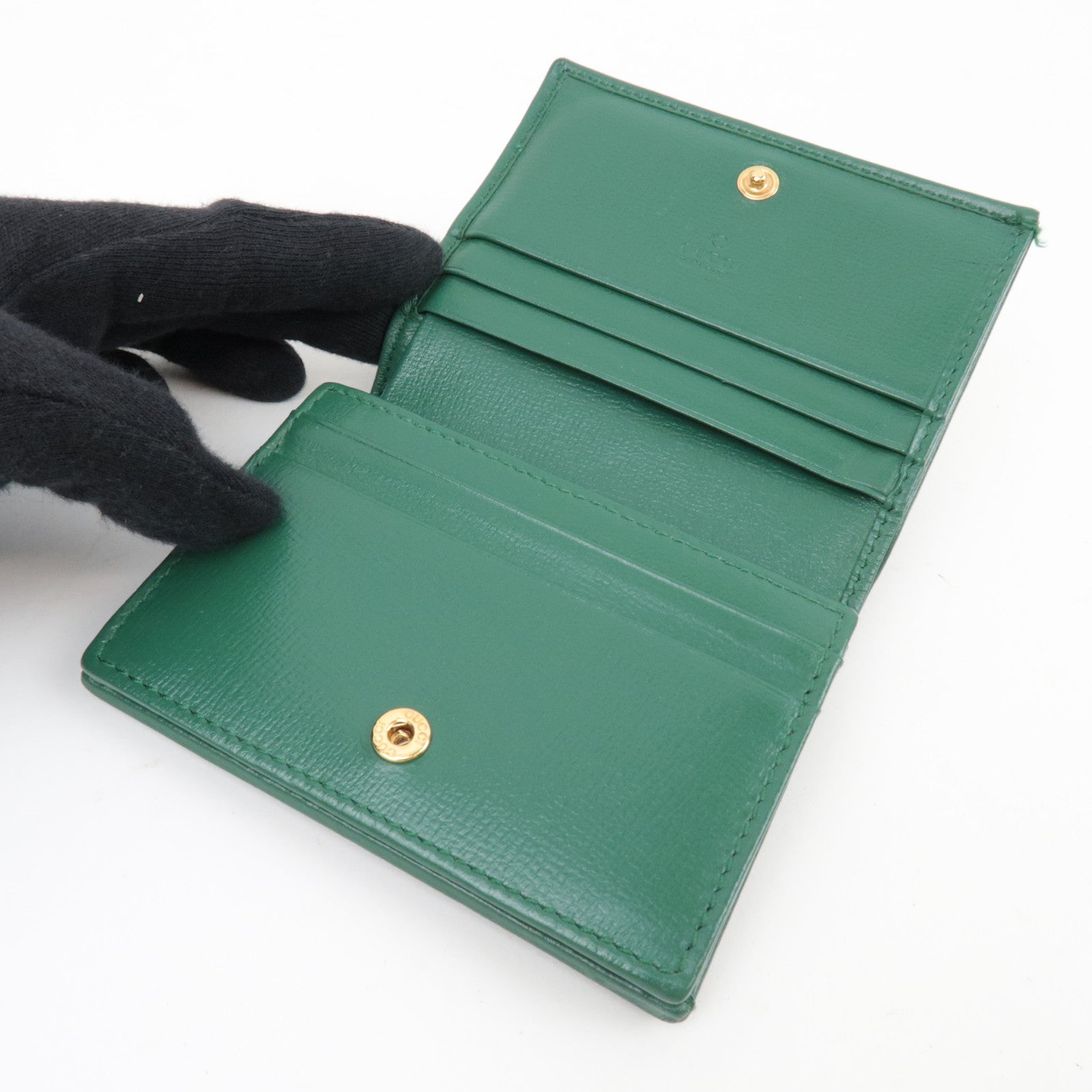 GUCCI Horsebit Bi-Fold Portemonnee Leer Groen 621887 *Doos, stofzak