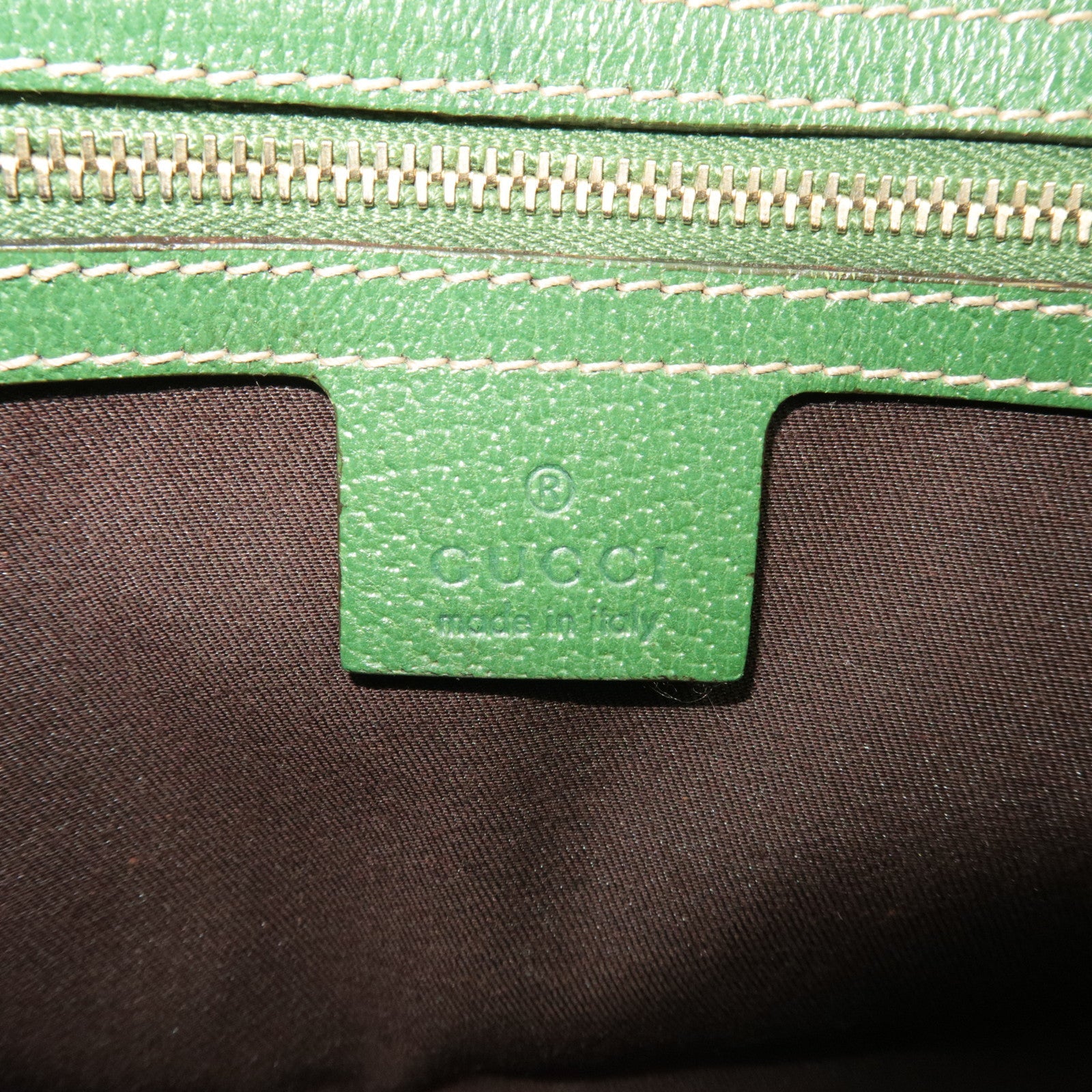 GUCCI New Jackie Schoudertas GG Canvas Leer Beige Groen 124407