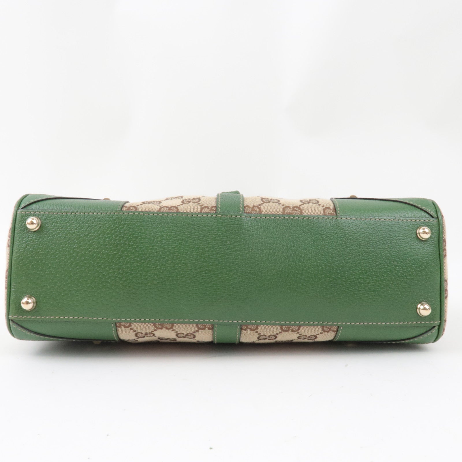 GUCCI New Jackie Schoudertas GG Canvas Leer Beige Groen 124407