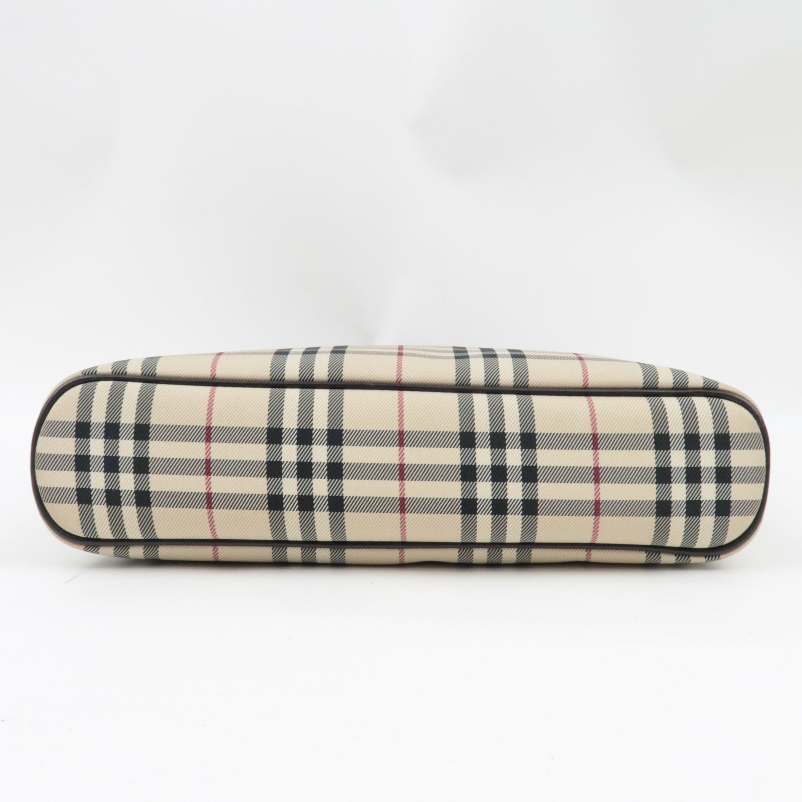 BURBERRY Nova Plaid Handbag Canvas Leather Beige Brown