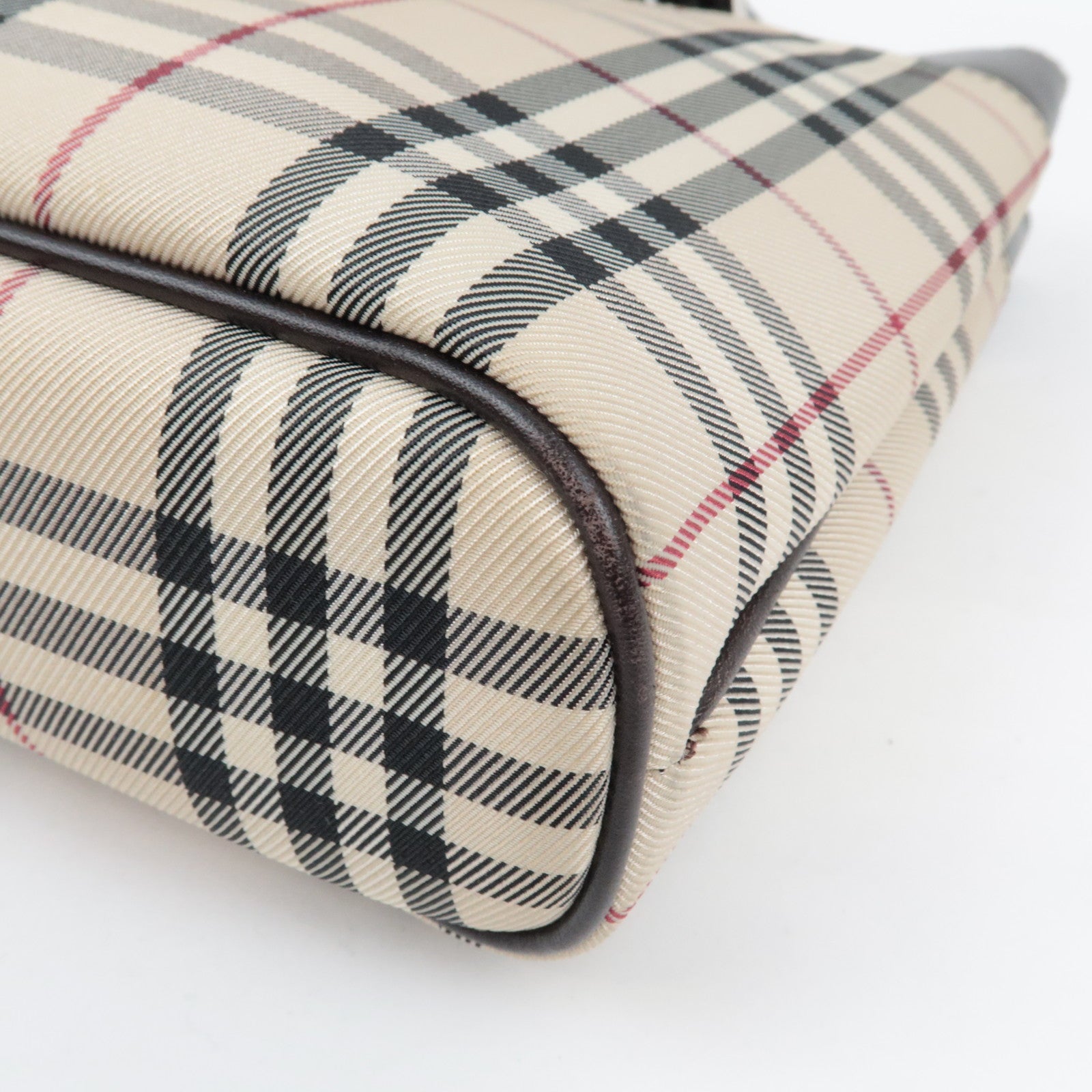 BURBERRY Nova Plaid Handbag Canvas Leather Beige Brown