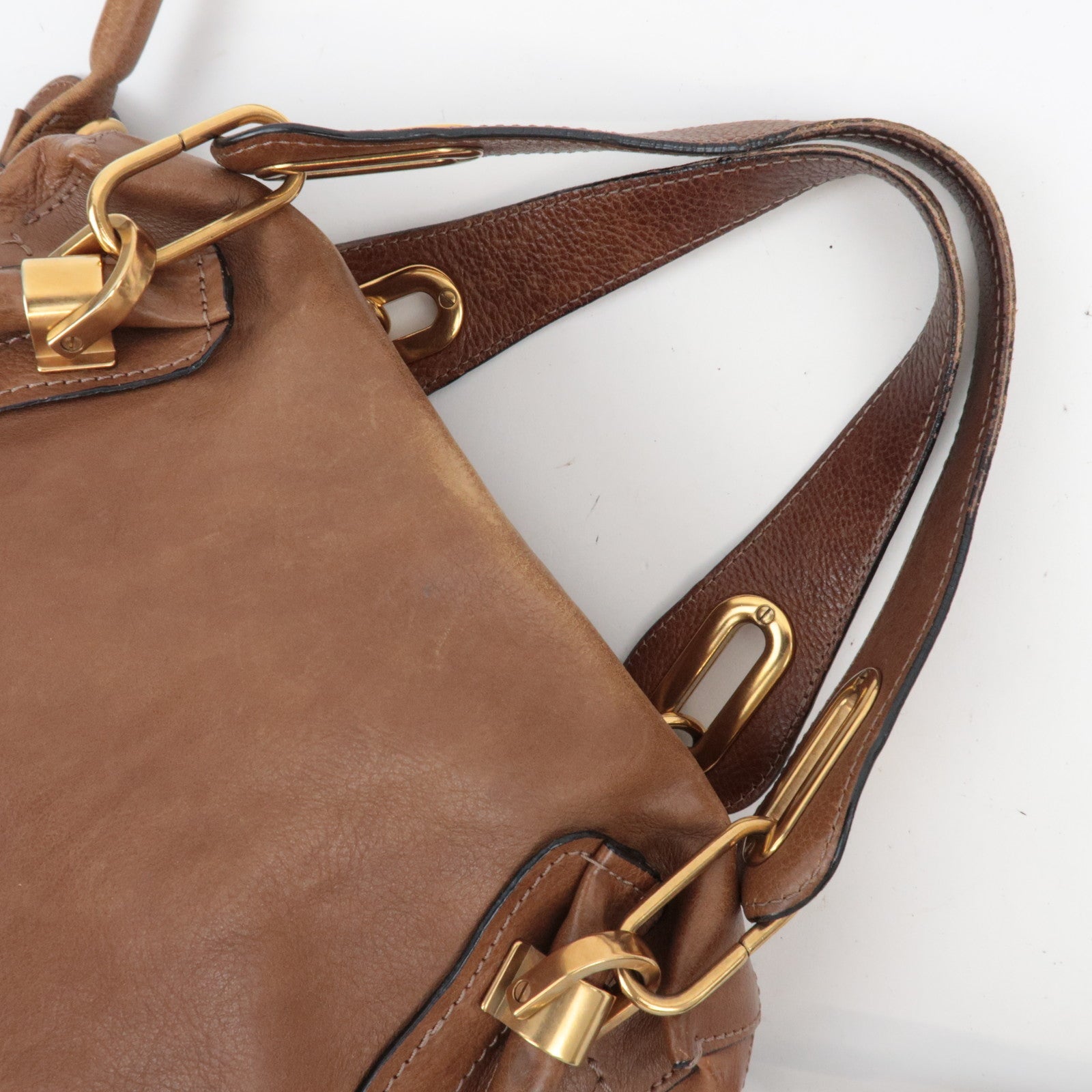 Chloe Paraty 2Way Handbag Shoulder Bag Leather Brown