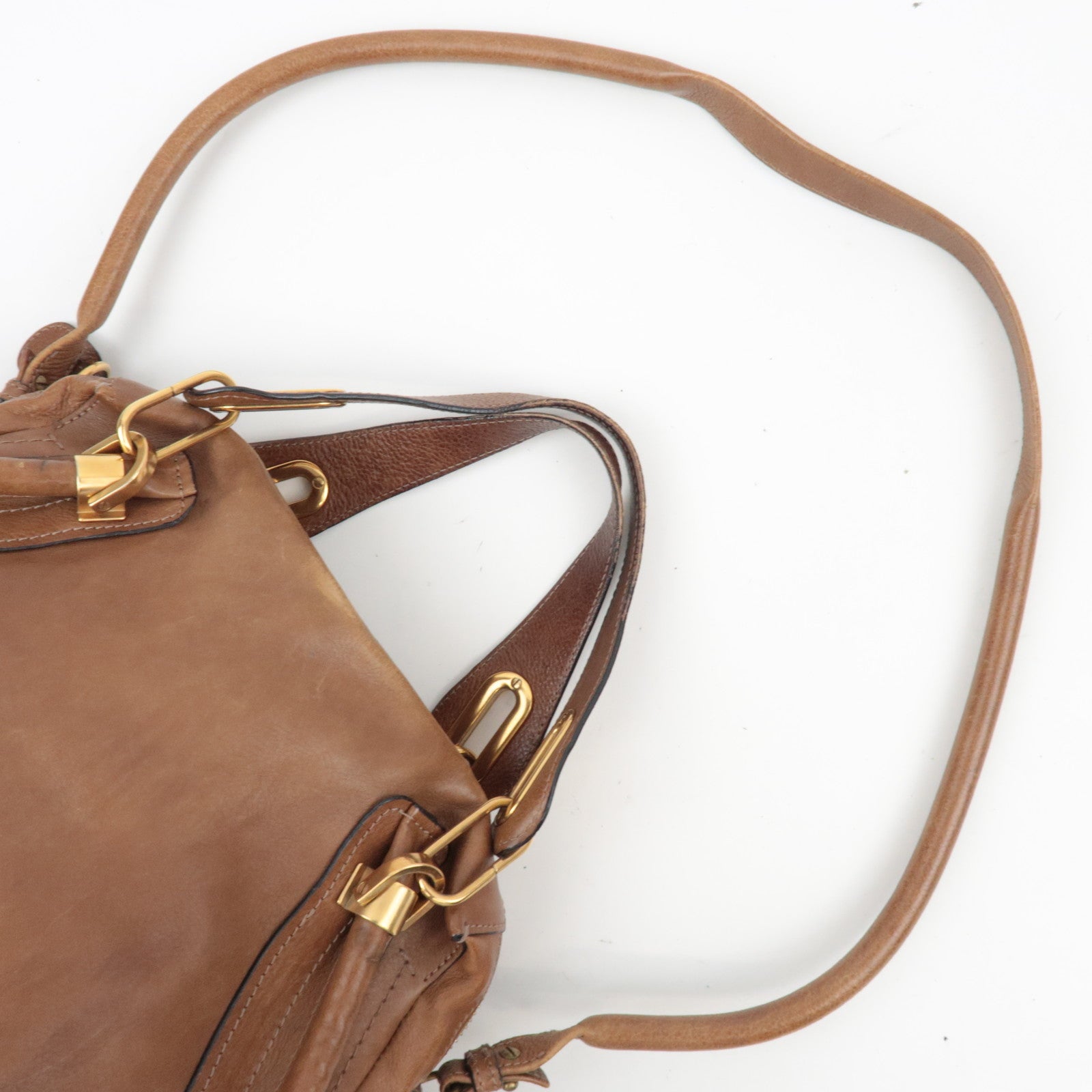Chloe Paraty 2Way Handbag Shoulder Bag Leather Brown