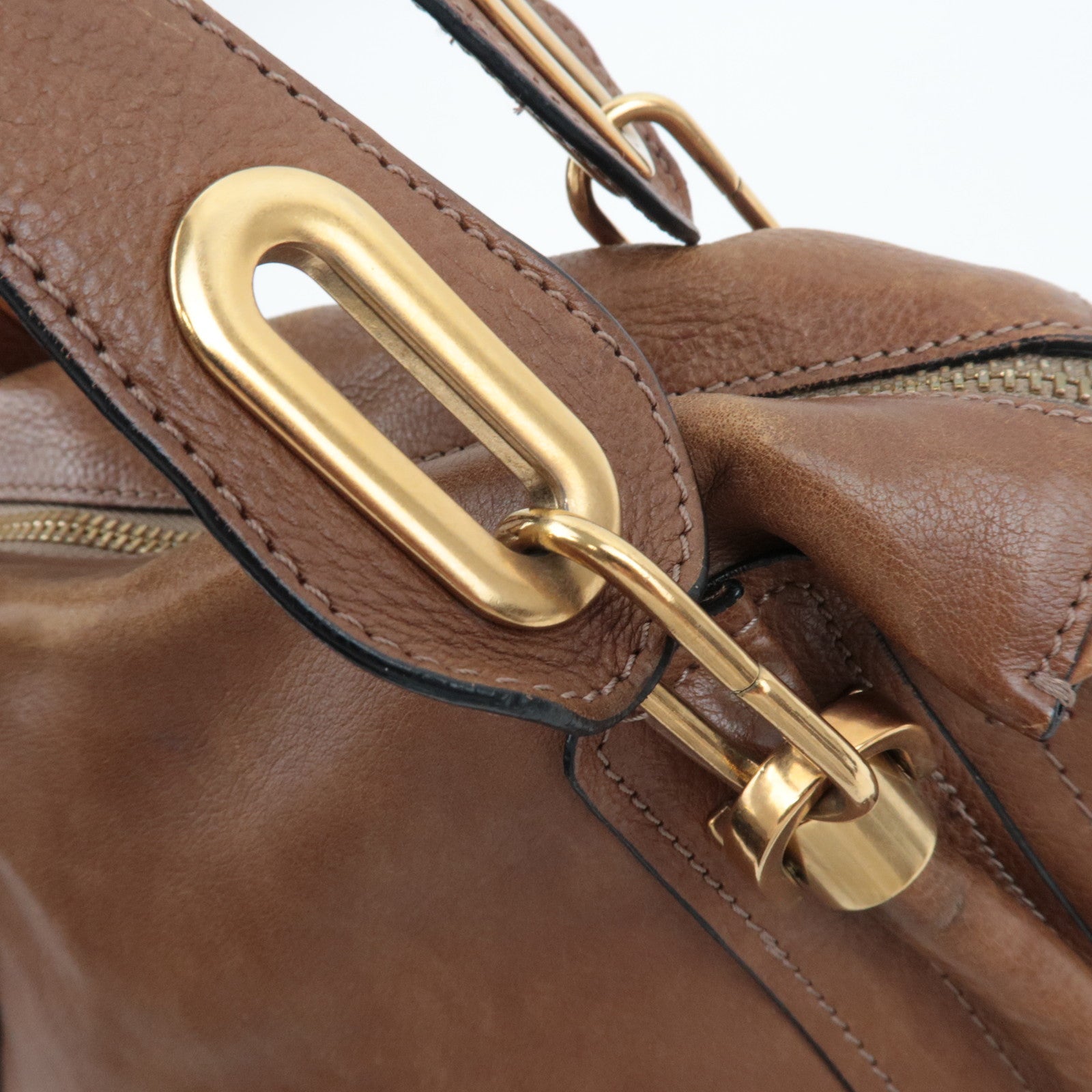 Chloe Paraty 2Way Handbag Shoulder Bag Leather Brown