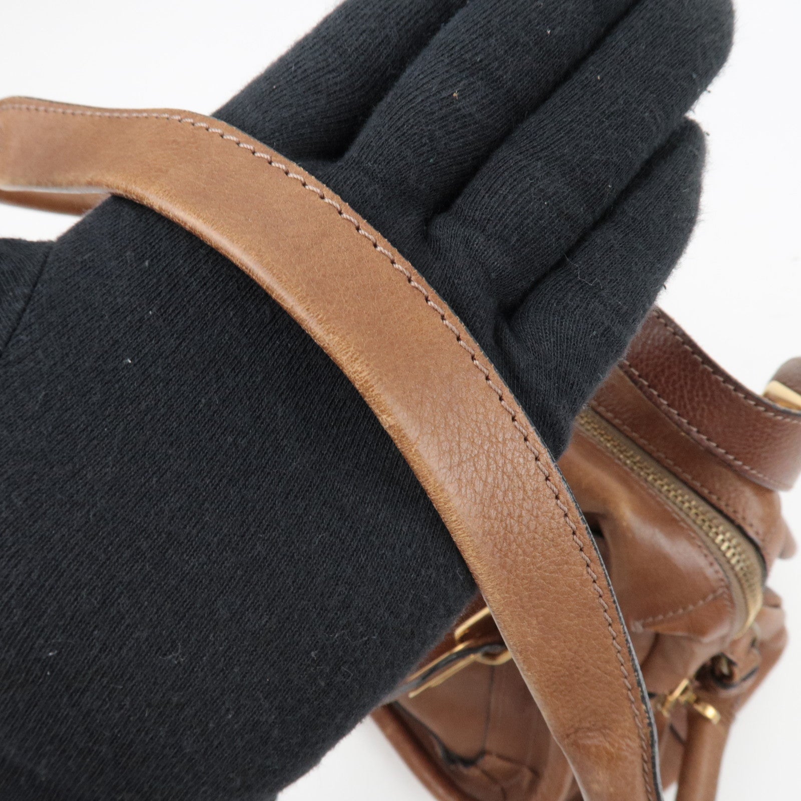 Chloe Paraty 2Way Handbag Shoulder Bag Leather Brown