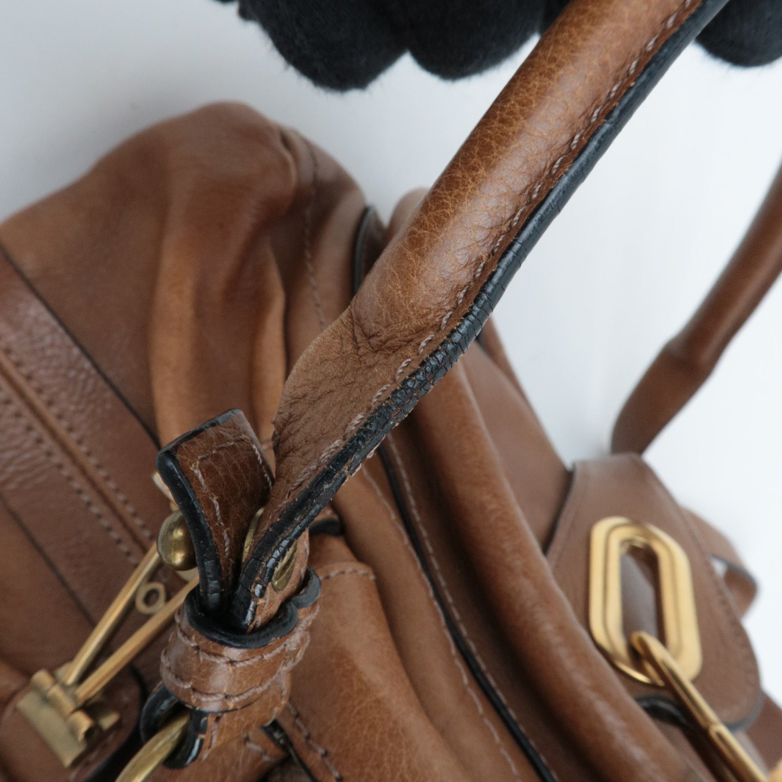 Chloe Paraty 2Way Handbag Shoulder Bag Leather Brown