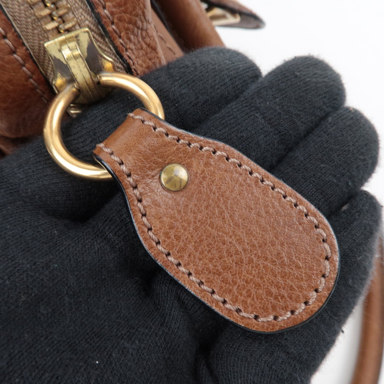 Chloe Paraty 2Way Handbag Shoulder Bag Leather Brown