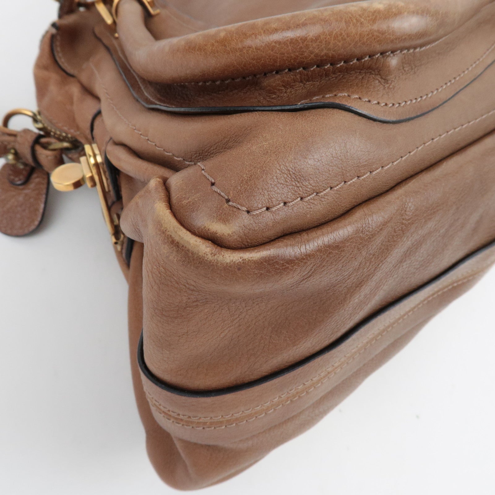 Chloe Paraty 2Way Handbag Shoulder Bag Leather Brown