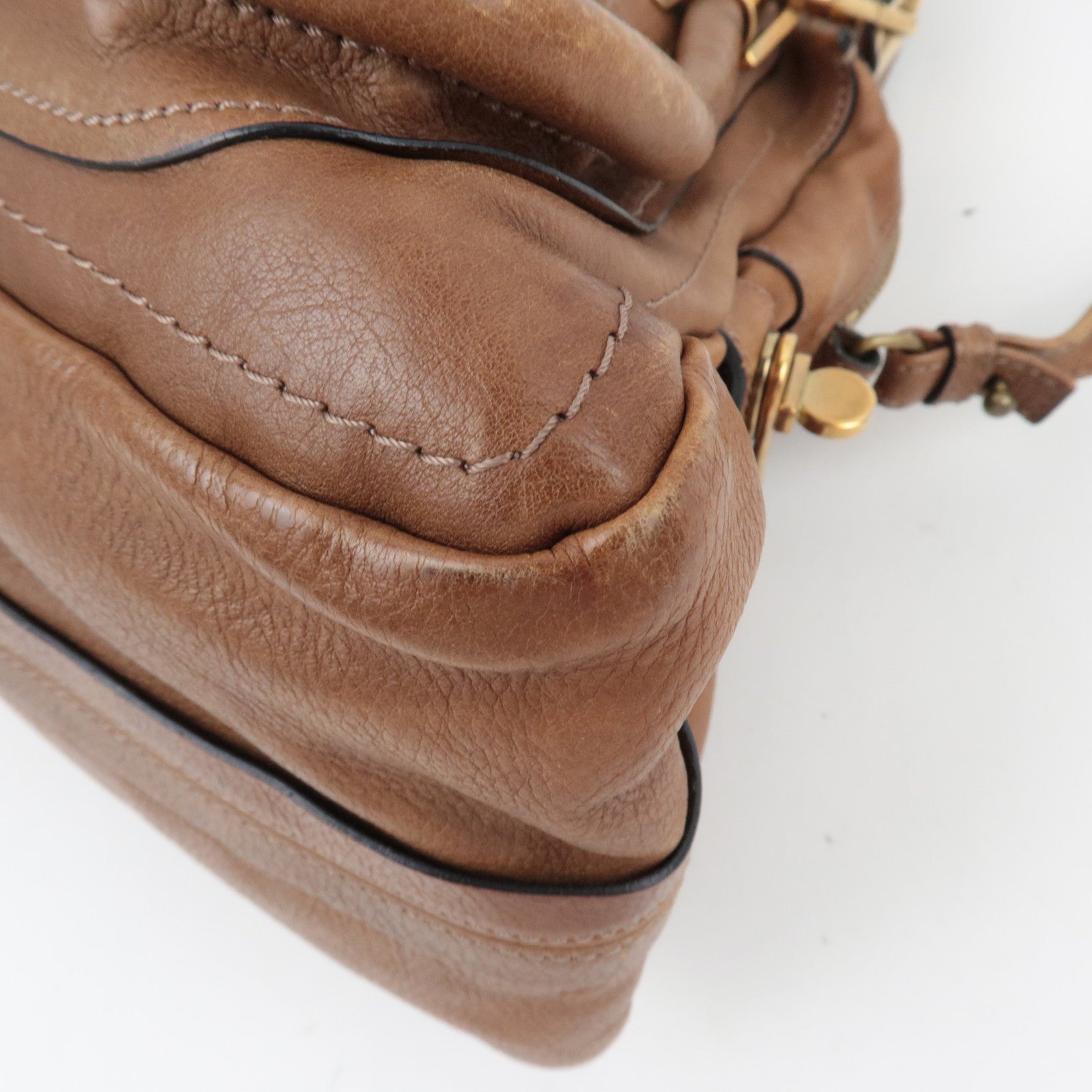 Chloe Paraty 2Way Handbag Shoulder Bag Leather Brown