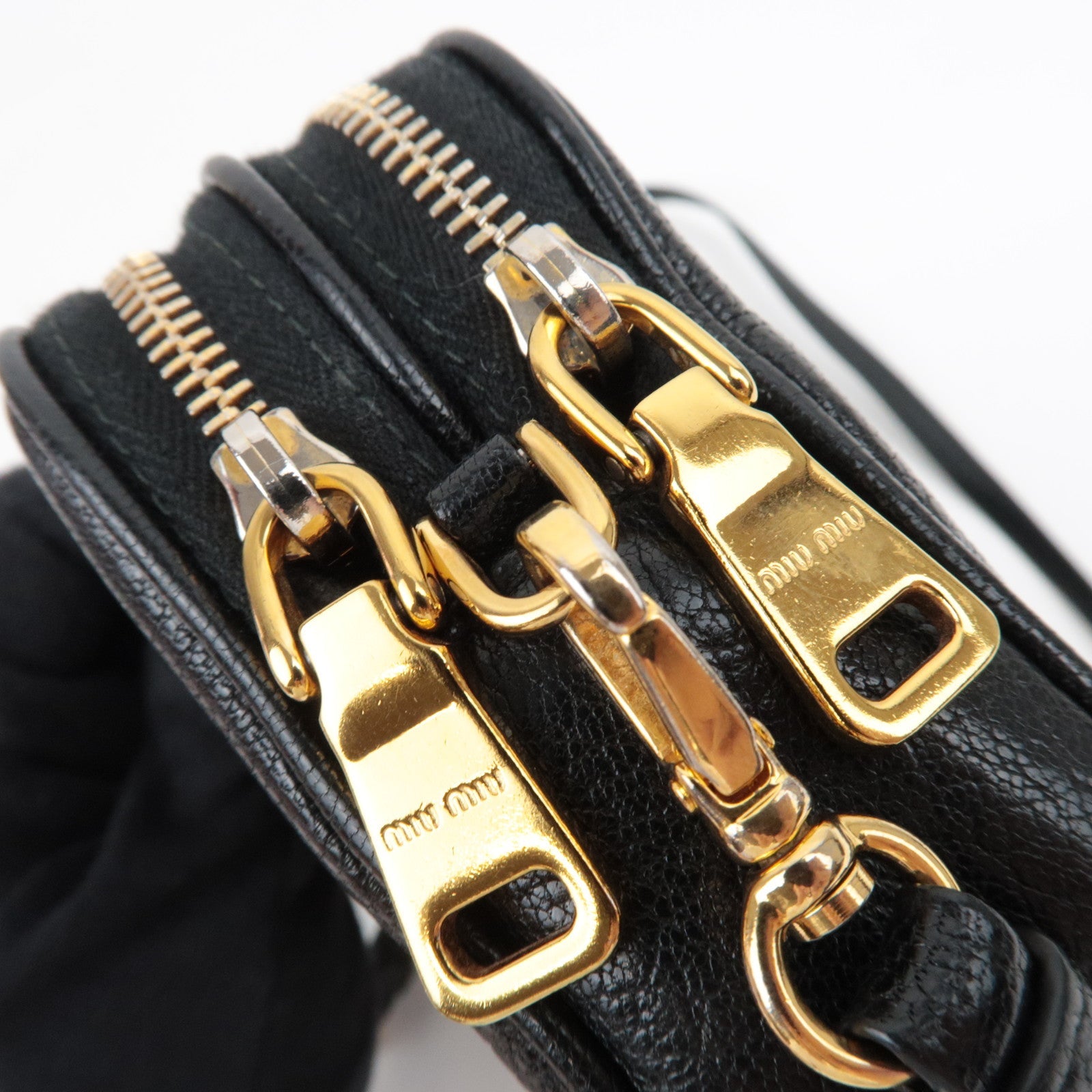 MIU MIU Shoulder Bag Pouch Leather Black 5ZH011 *Box, Strap, Guarantee card