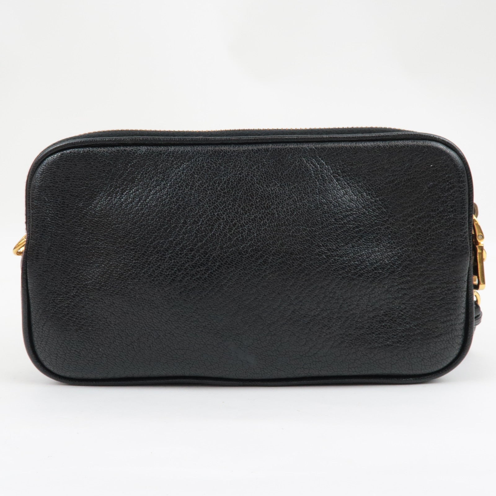 MIU MIU Shoulder Bag Pouch Leather Black 5ZH011 *Box, Strap, Guarantee card