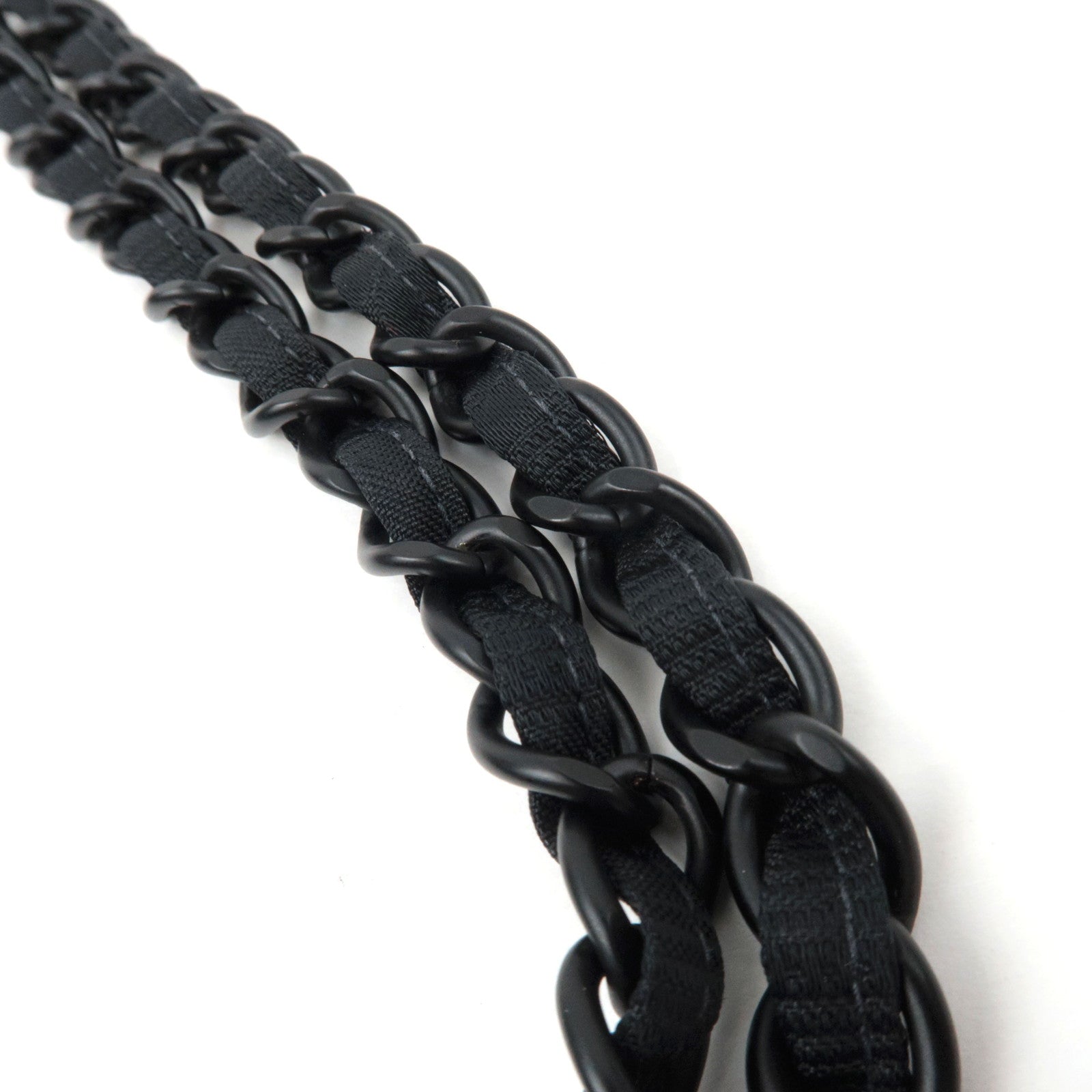 CHANEL New Travel Line Double Chain Shoulder Bag Nylon Jacquard Black *G card