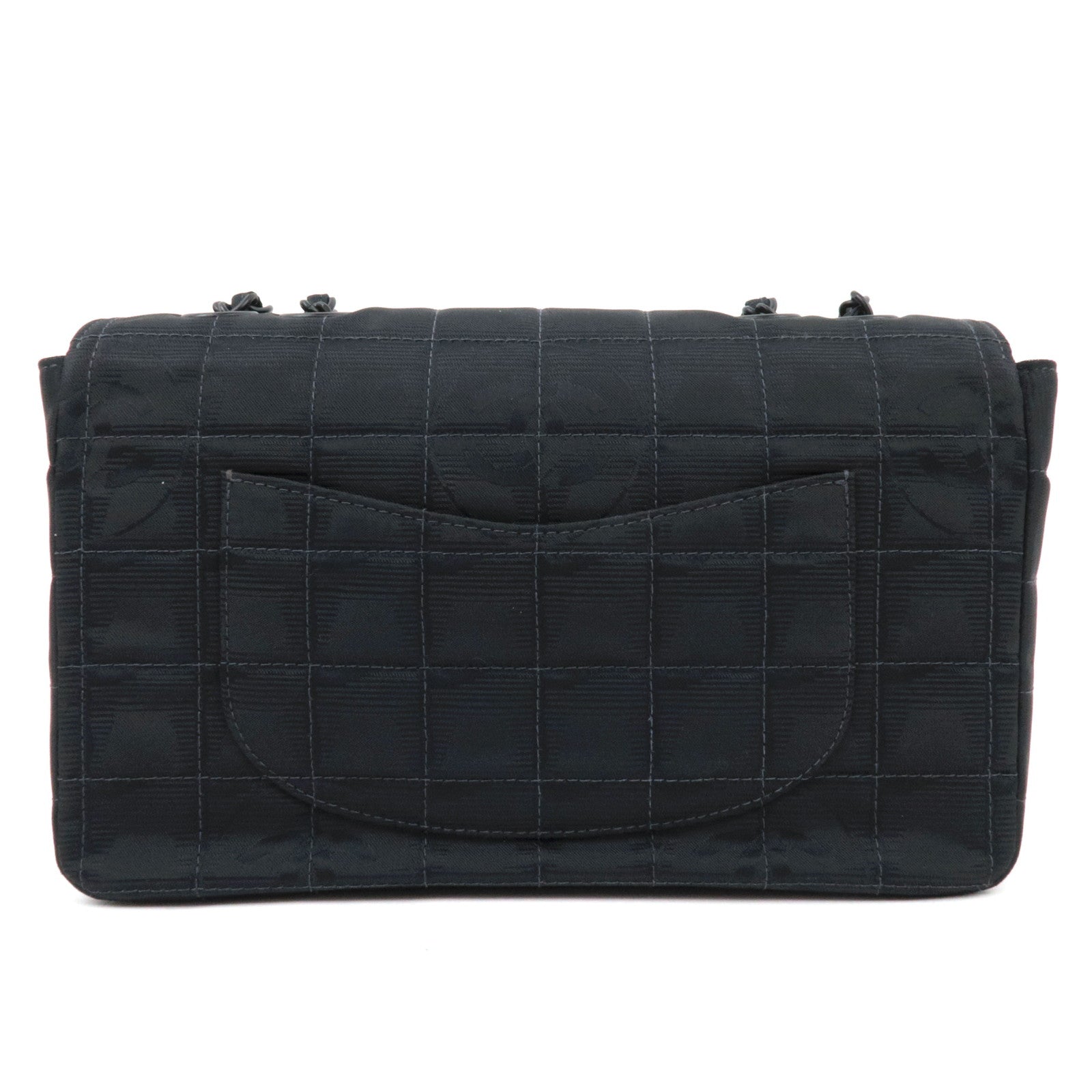 CHANEL New Travel Line Double Chain Shoulder Bag Nylon Jacquard Black *G card