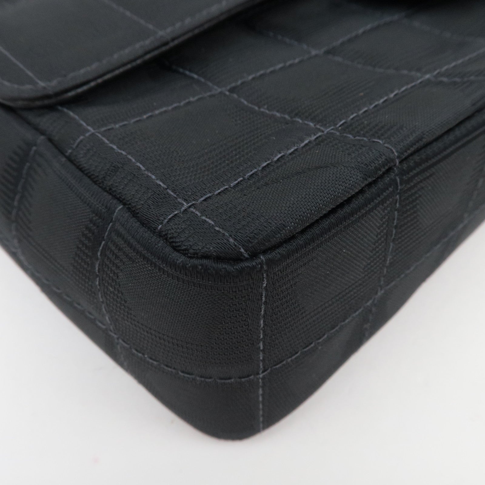 CHANEL New Travel Line Double Chain Shoulder Bag Nylon Jacquard Black *G card