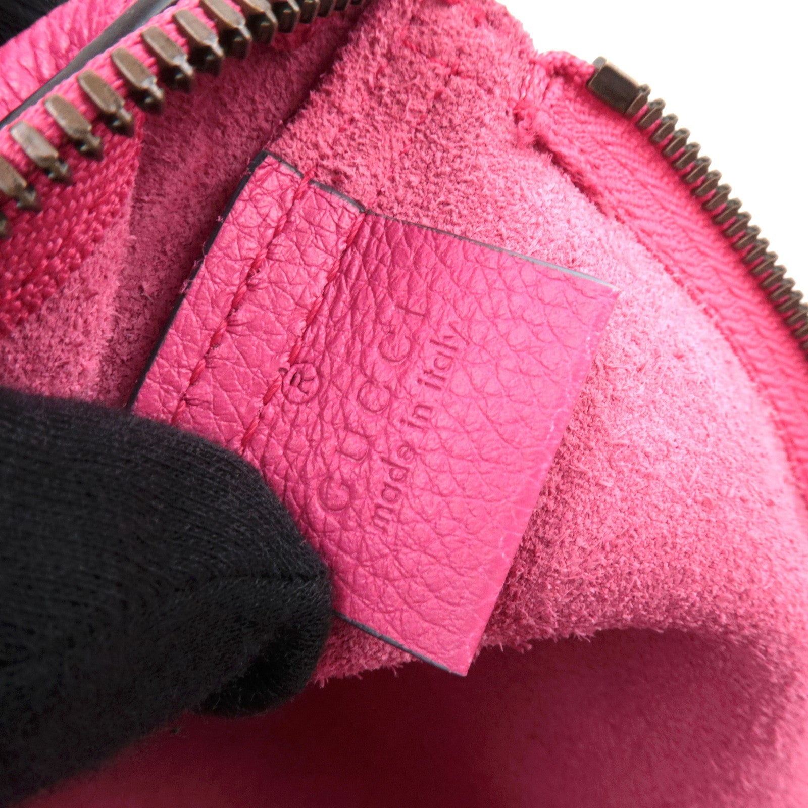 GUCCI Logo Clutch Bag Leather Pink 500981