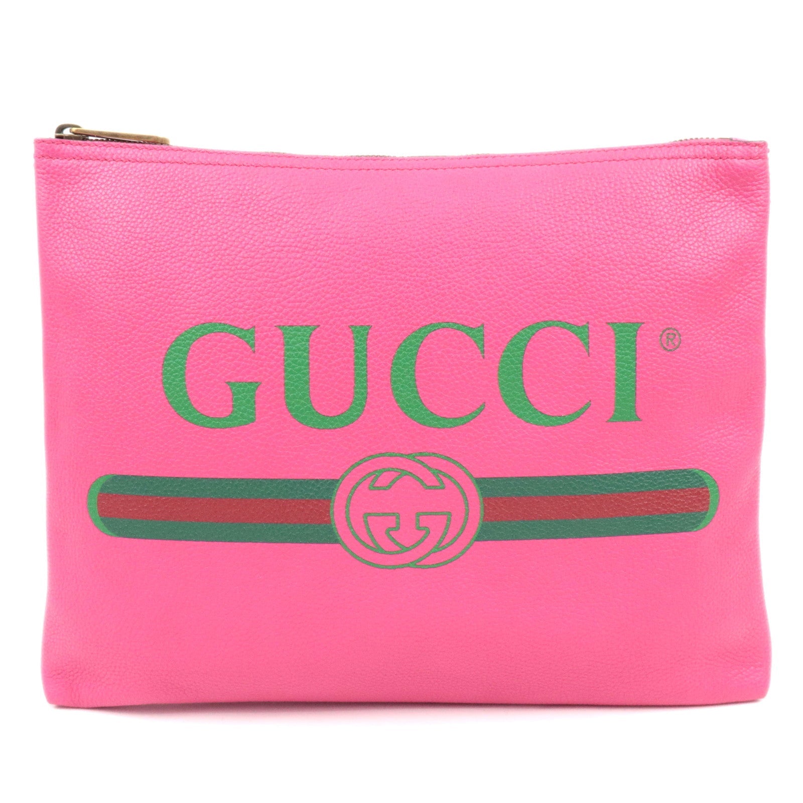 GUCCI Logo Clutch Bag Leather Pink 50098174995