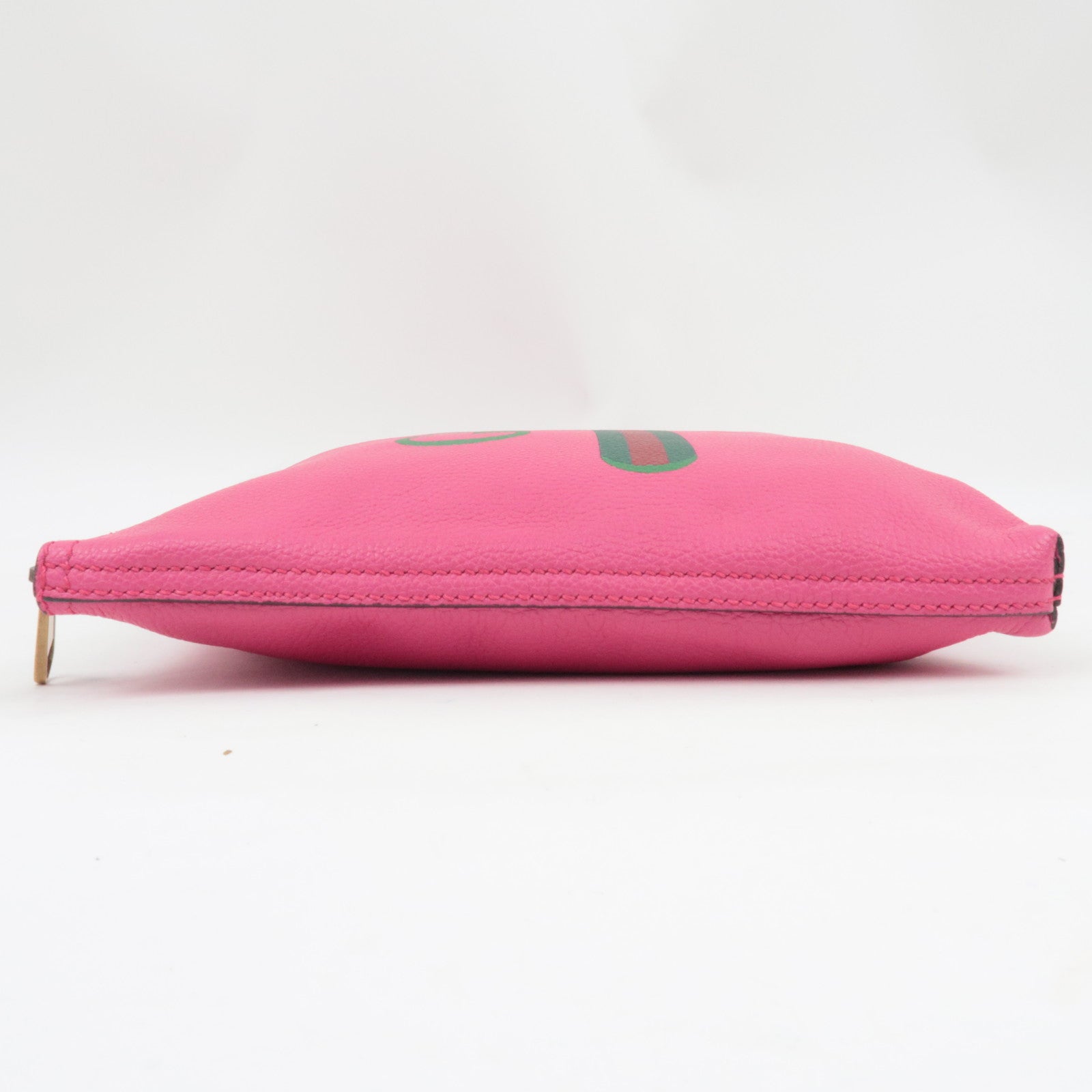 GUCCI Logo Clutch Bag Leather Pink 500981